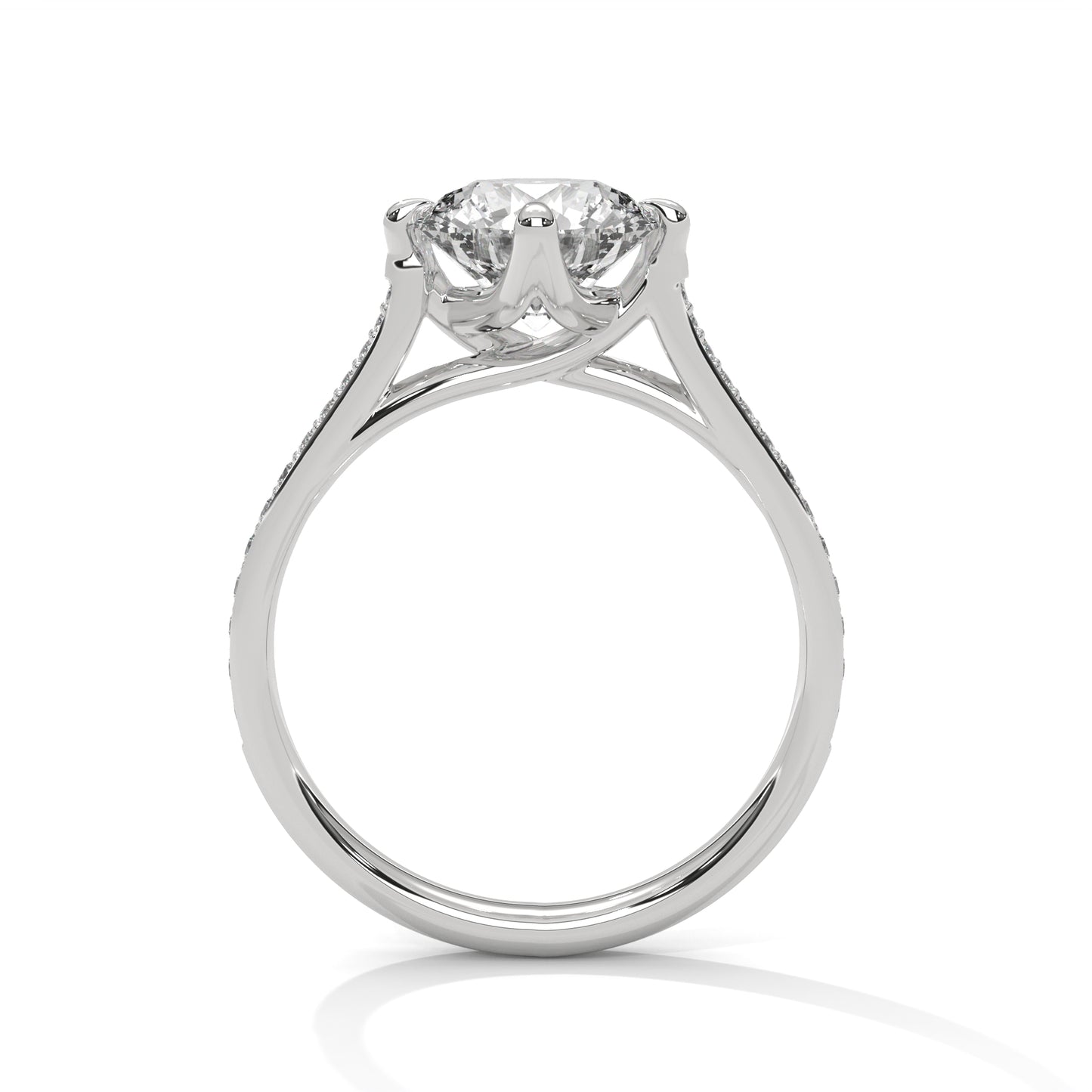Solitaire 2 Carat Round Lab Diamond with Side Accents Engagement Ring