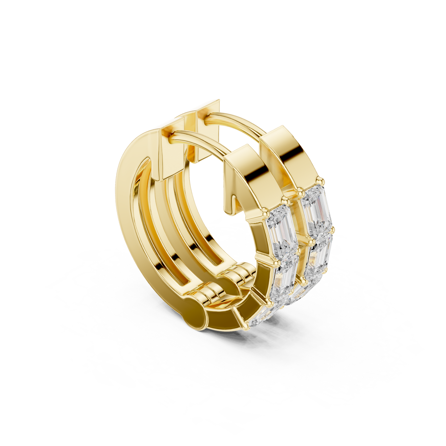 Gold Diamond Embellished Simple Hoop Lab Diamond Earrings