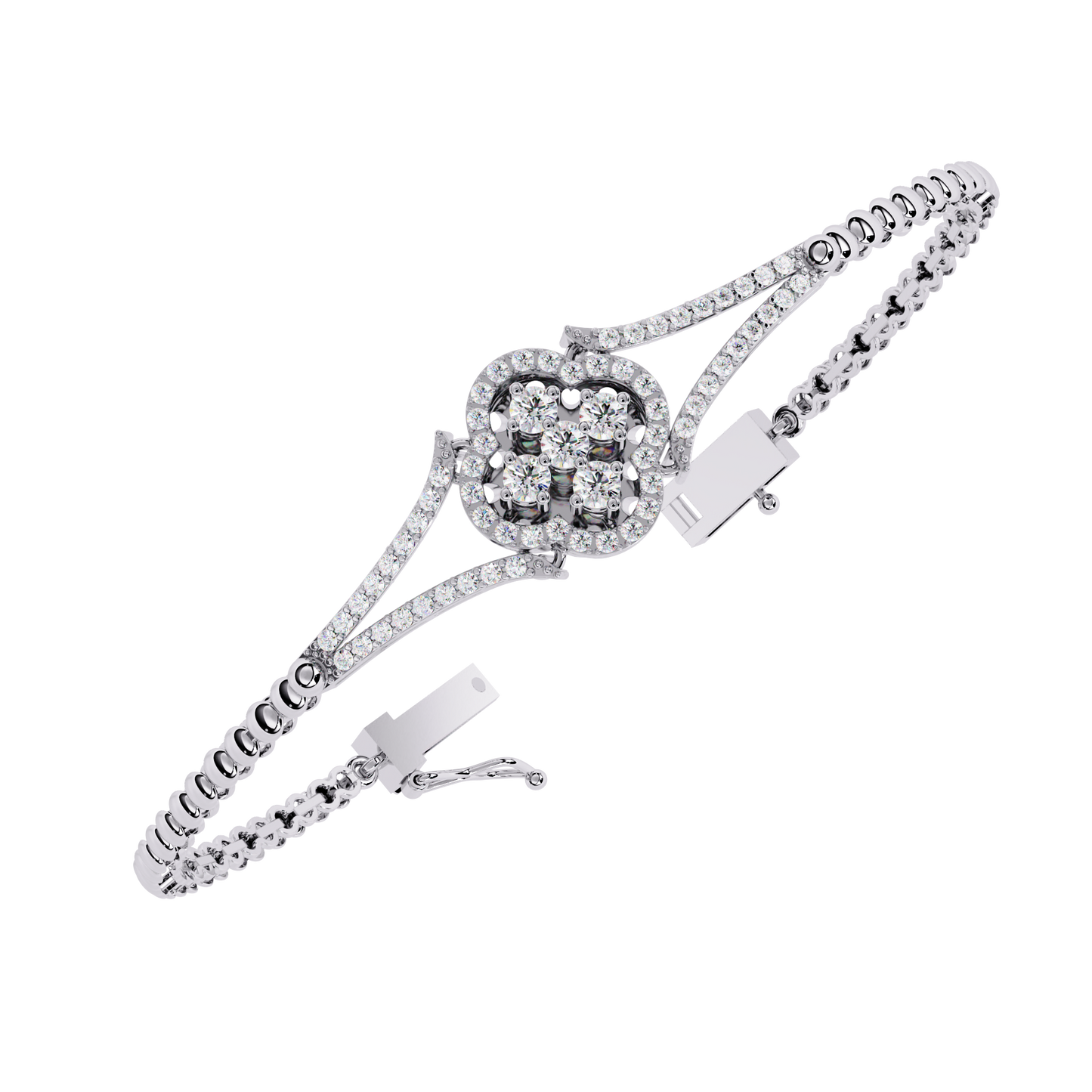 Dazzling Bloom Lab Diamond Bracelet – Luxe Floral Tennis Style for Women
