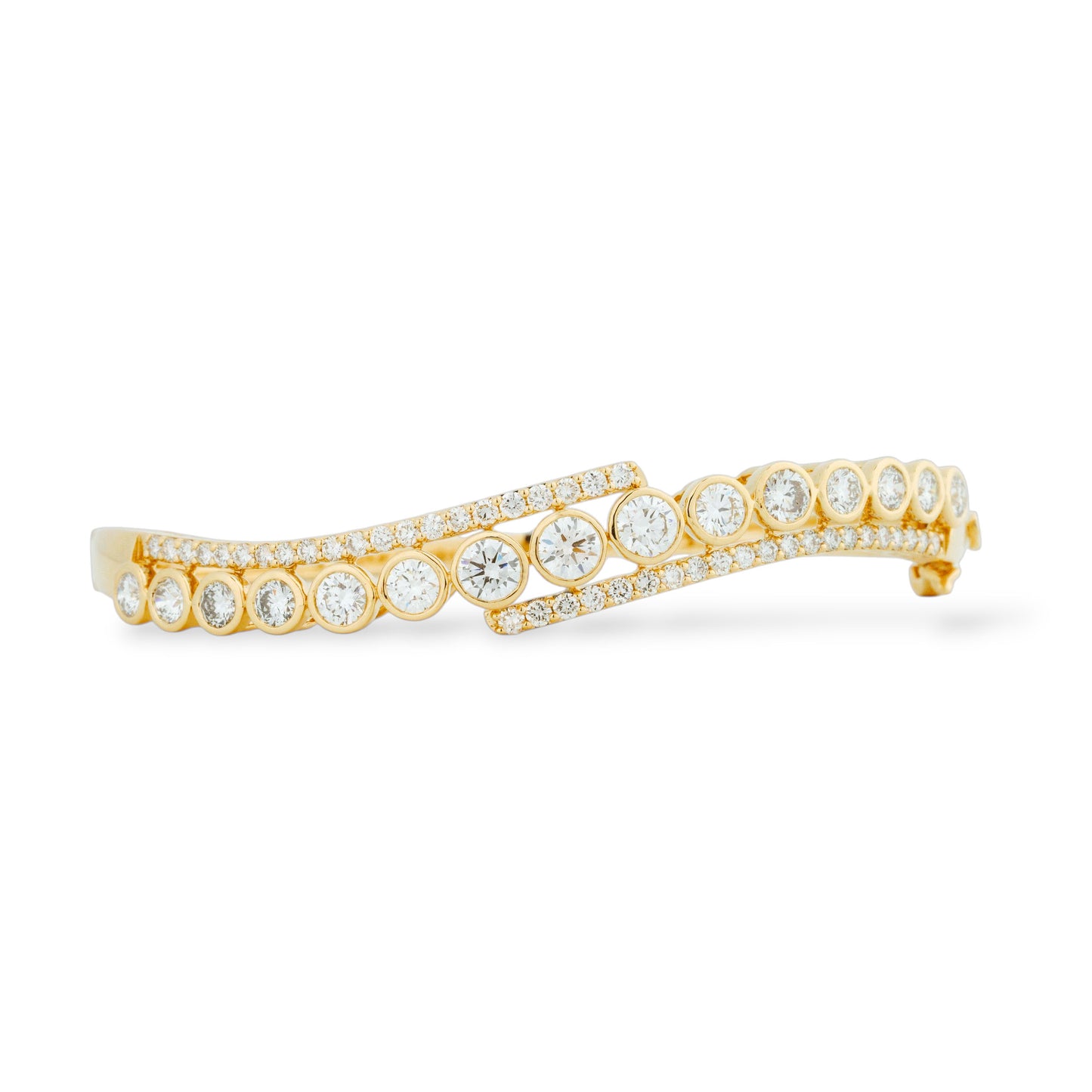 3.7 Carat Brilliant Round Lab Grown Diamond Chain Bracelet in Gold For Women