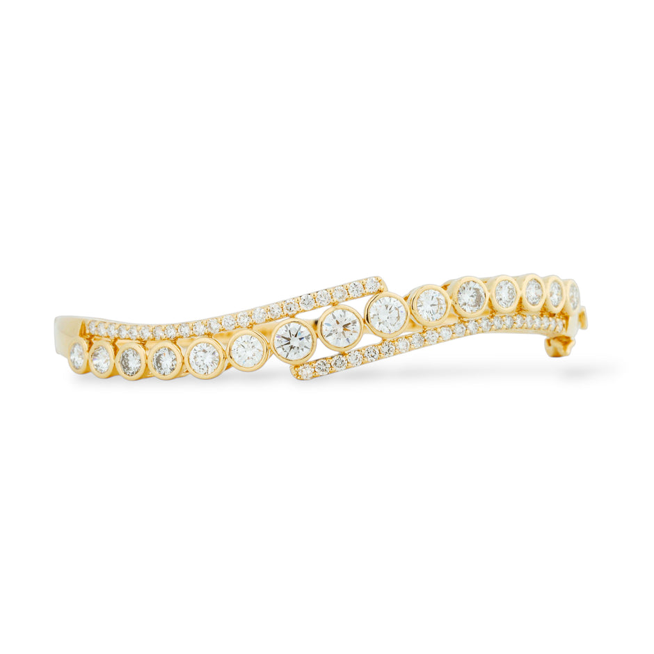 3.7 Carat Brilliant Round Lab Grown Diamond Chain Bracelet in Gold For Women
