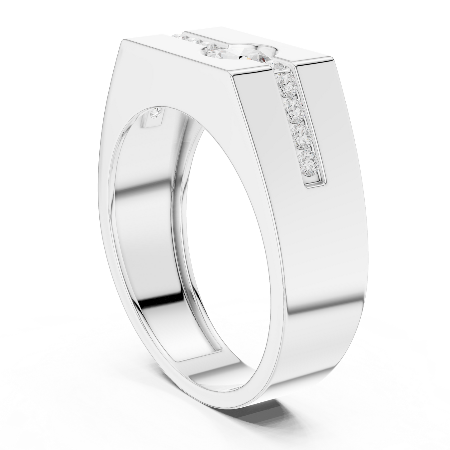 Bold Men 50 Cents Round Lab Diamond Ring