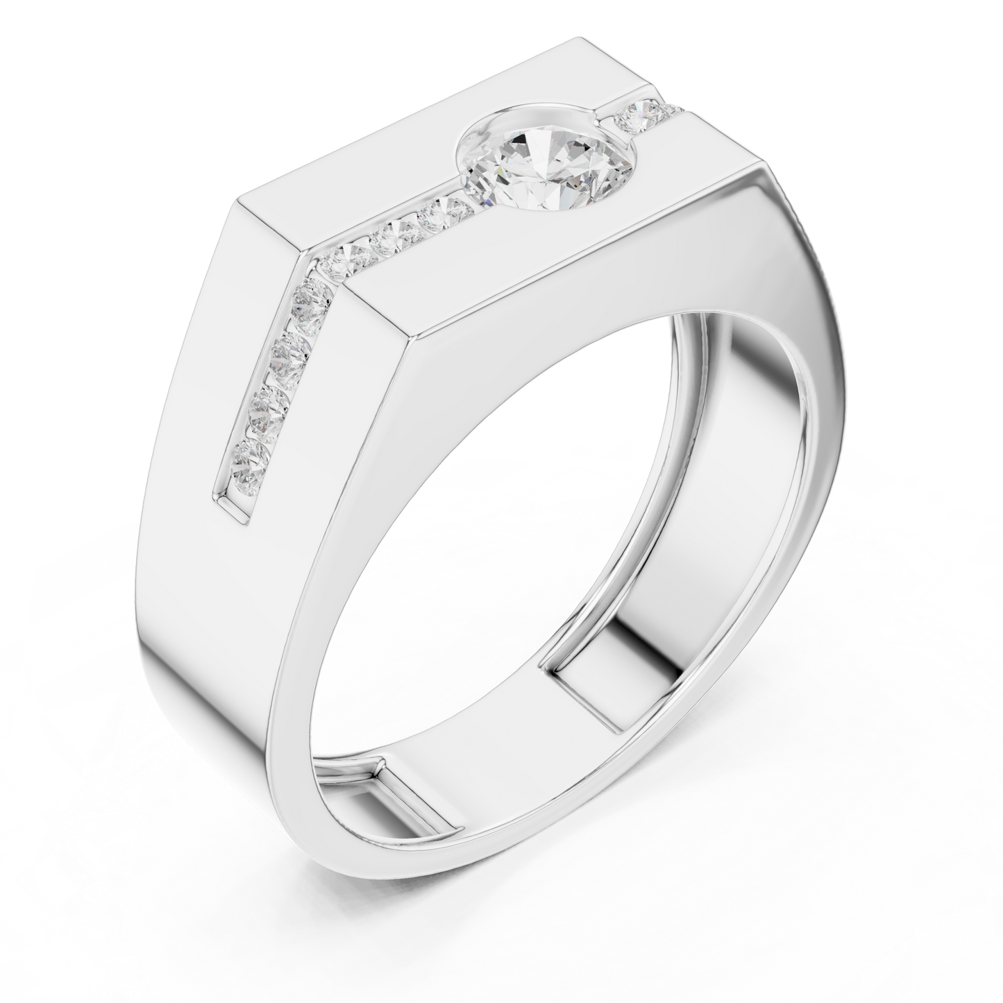 Bold Men 50 Cents Round Lab Diamond Ring