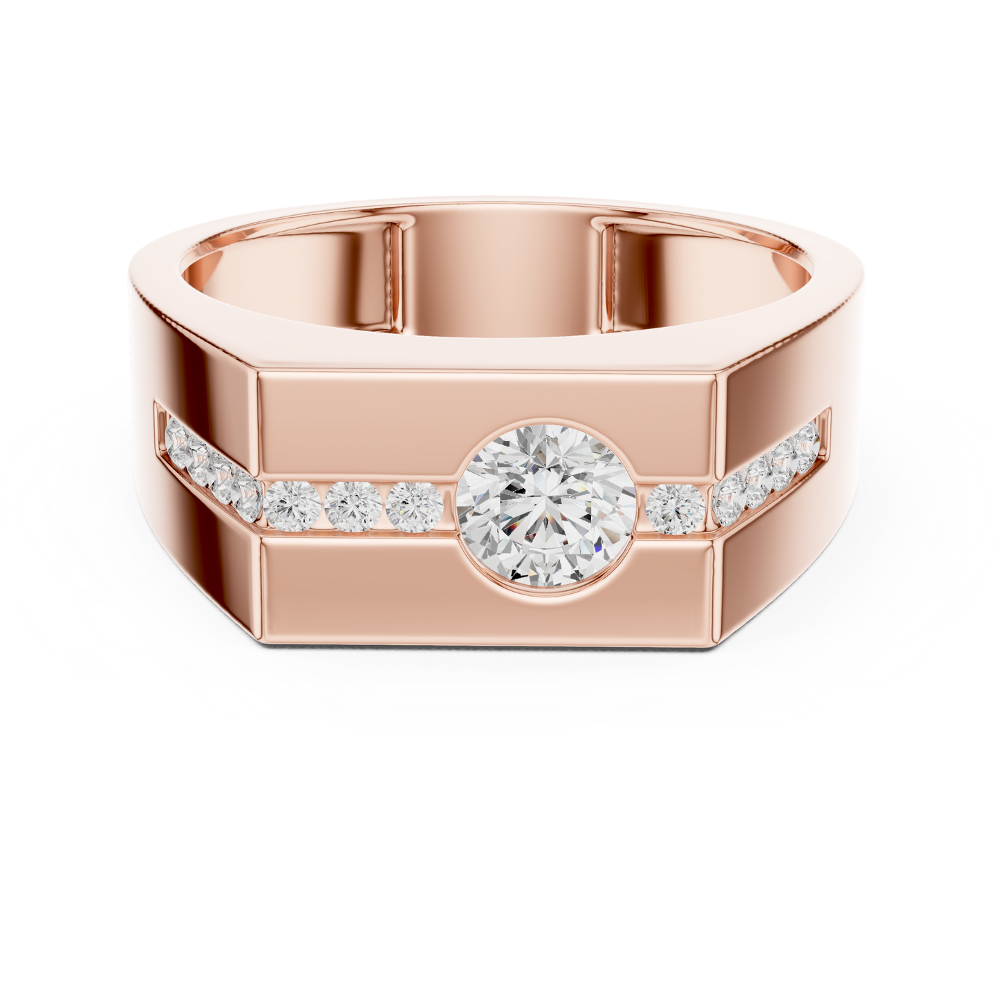 Bold Men 50 Cents Round Lab Diamond Ring