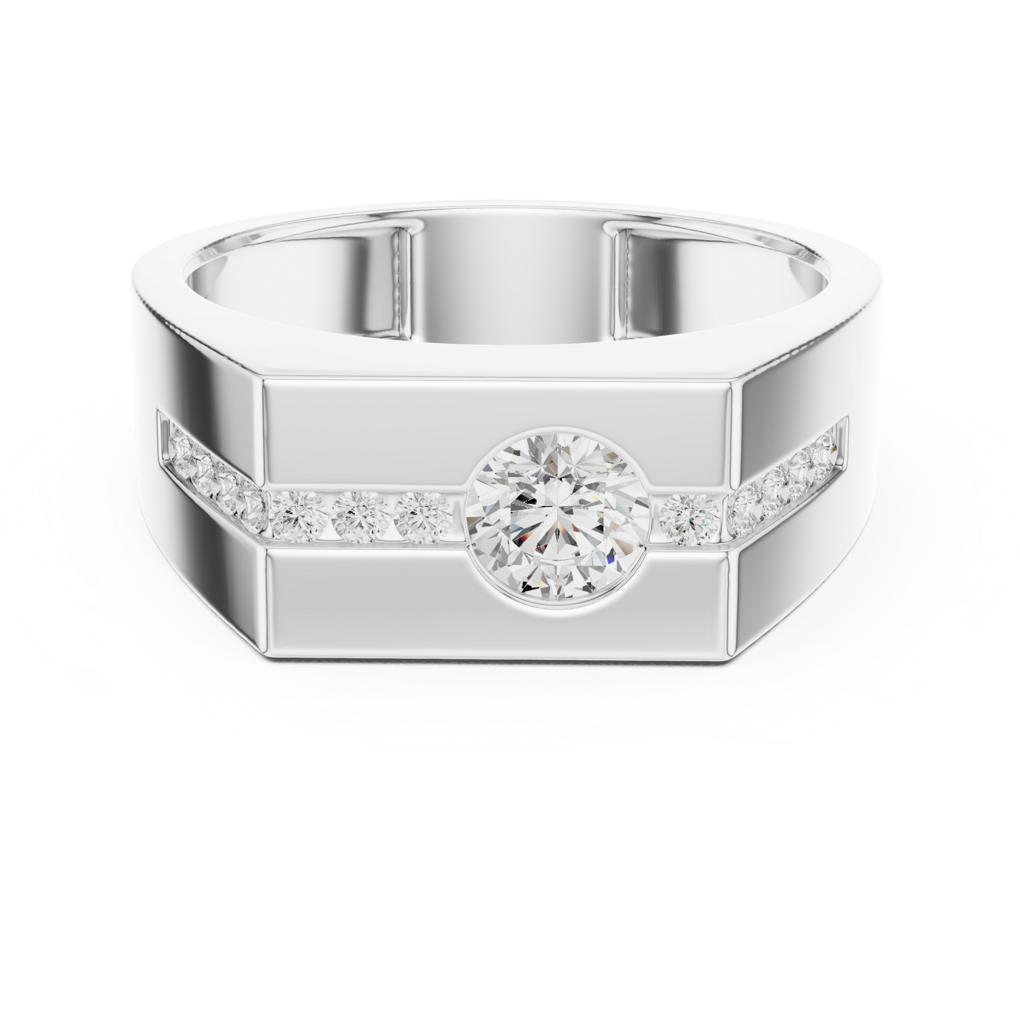 Bold Men 50 Cents Round Lab Diamond Ring