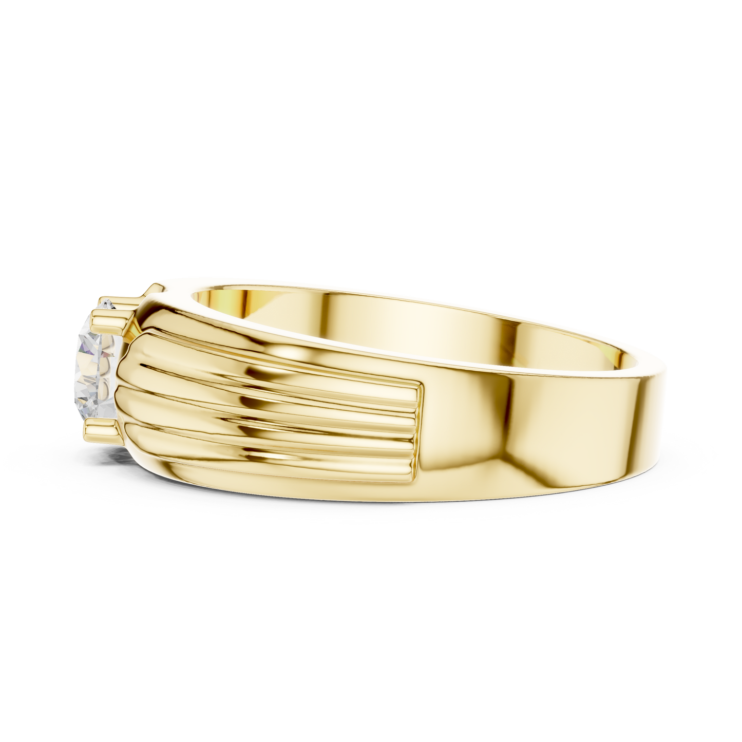 Esteem Gold 75 Cents Round Solitaire Lab Diamond Ring For Men