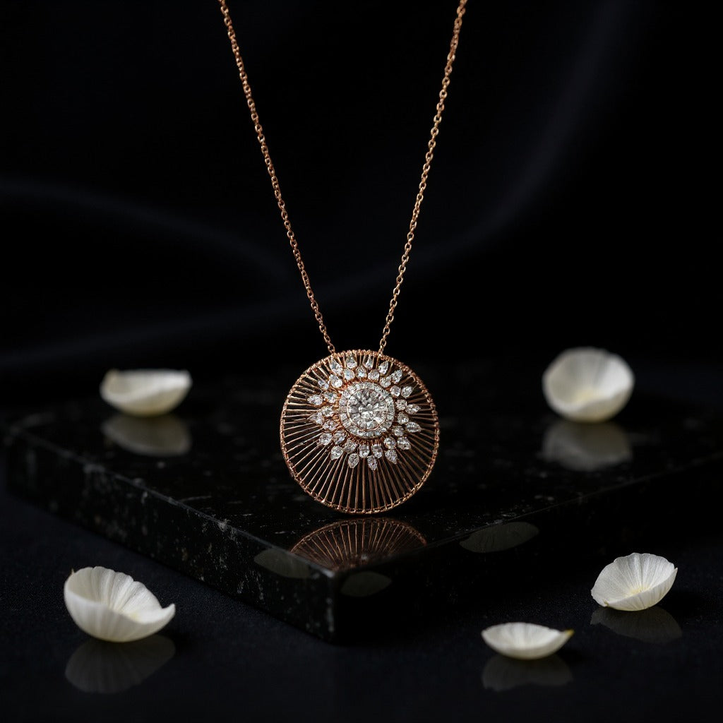 Radiant Medallion Lab Diamond Necklace Set with Earrings