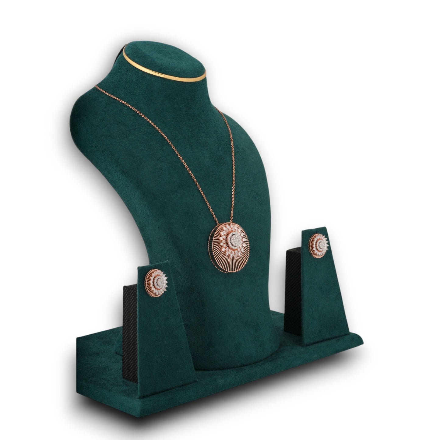 Radiant Medallion Lab Diamond Necklace Set with Earrings