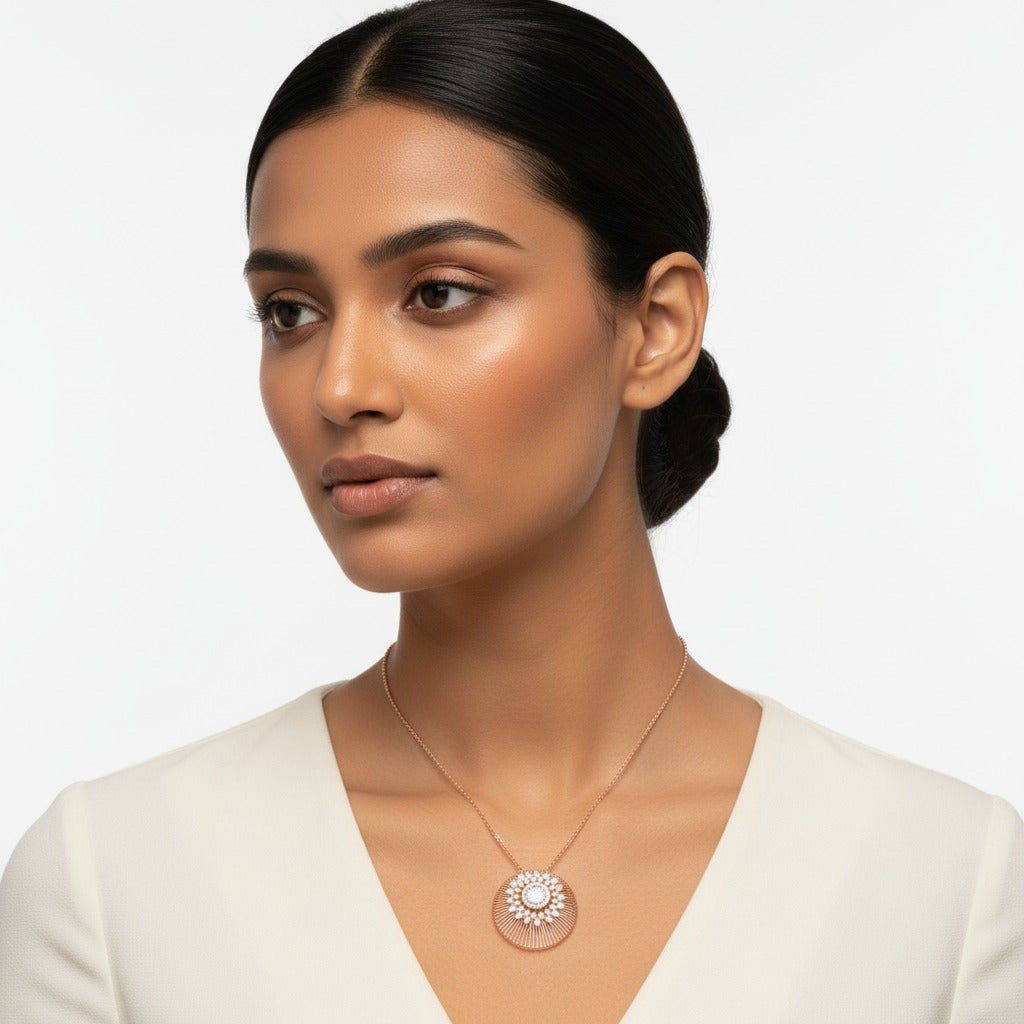 Radiant Medallion Lab Diamond Necklace Set with Earrings