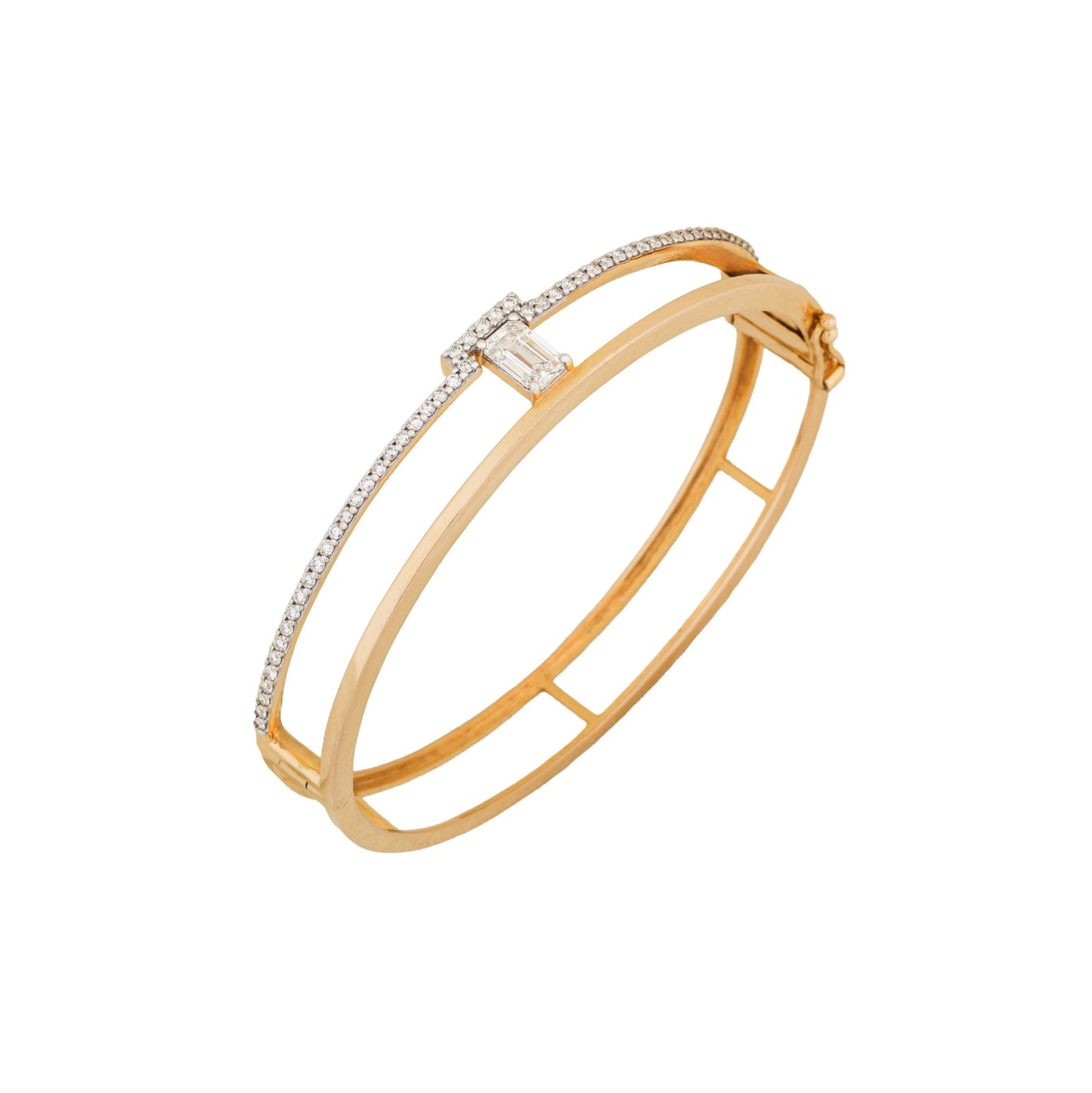 Emerald-Cut Lab Diamond Bracelet with Round Accents