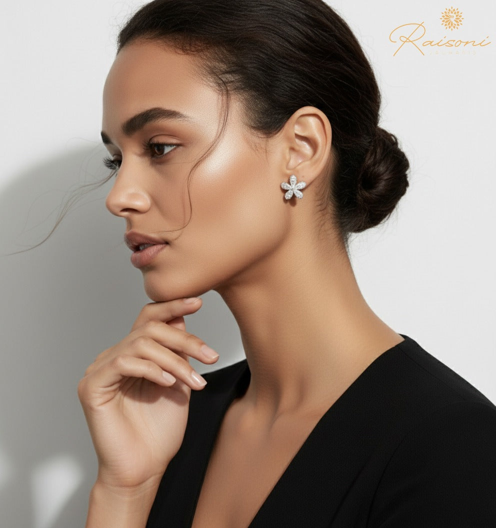 Floral Lab Diamond Stud Earrings