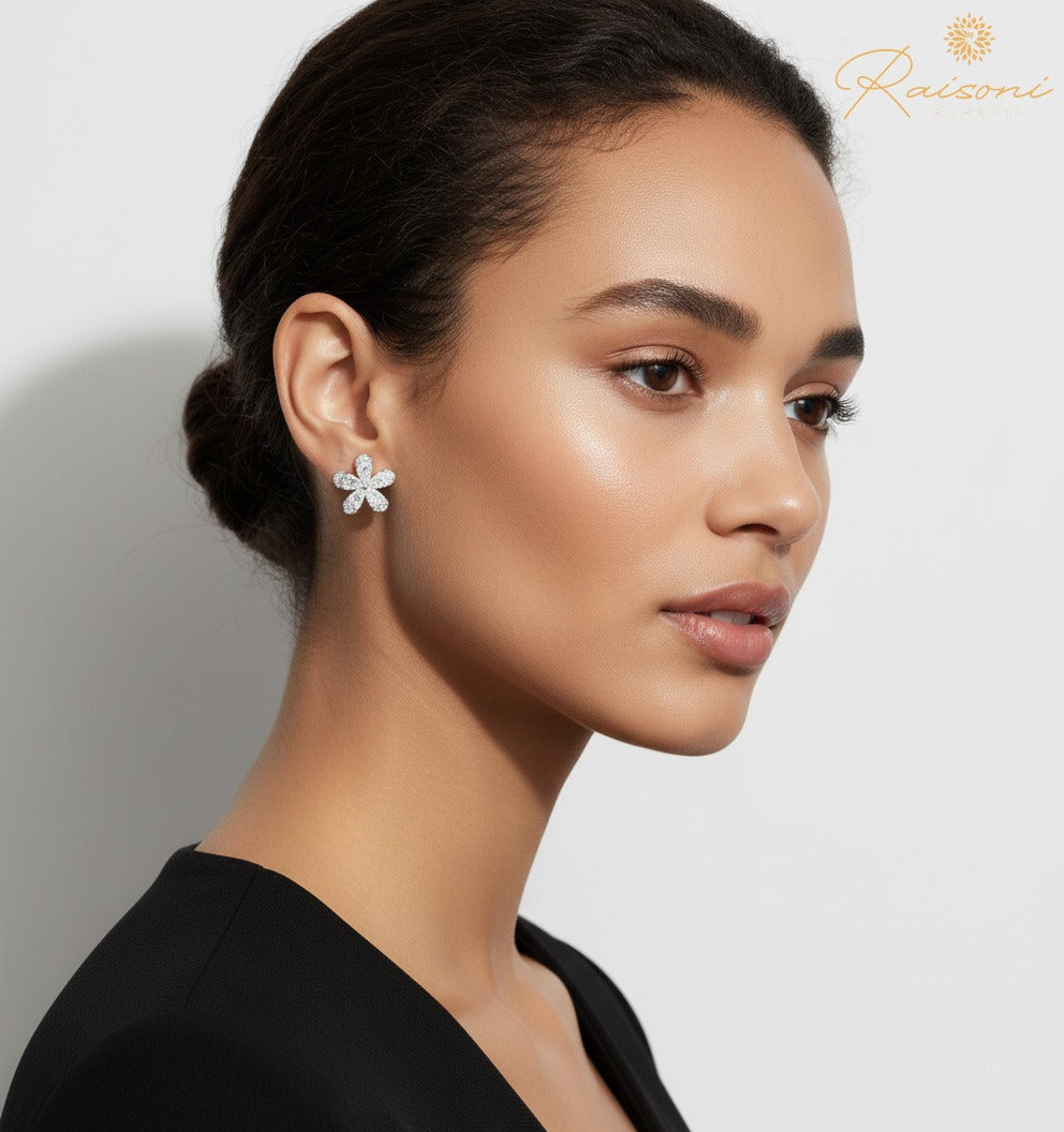 Floral Lab Diamond Stud Earrings