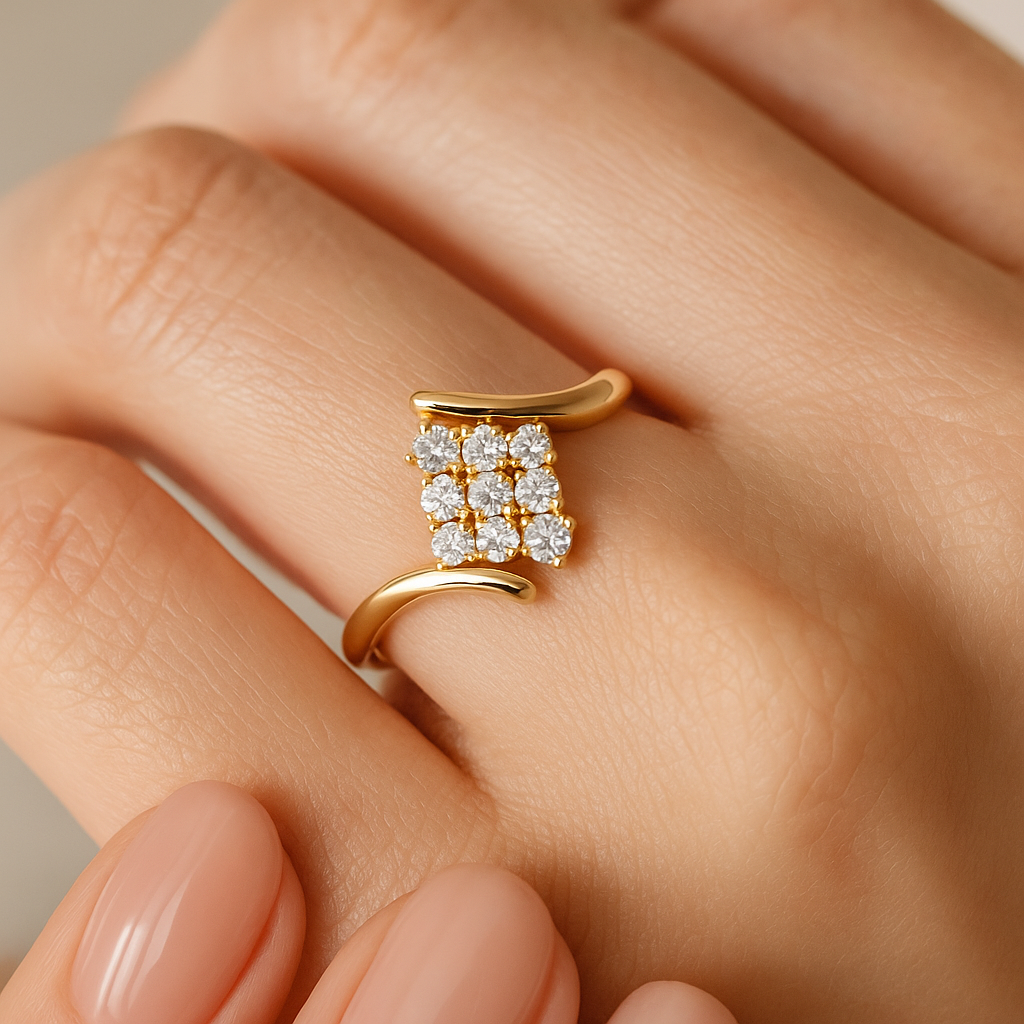 Intricate Sparkle Minimal Bypass Cluster Lab Diamond Ring