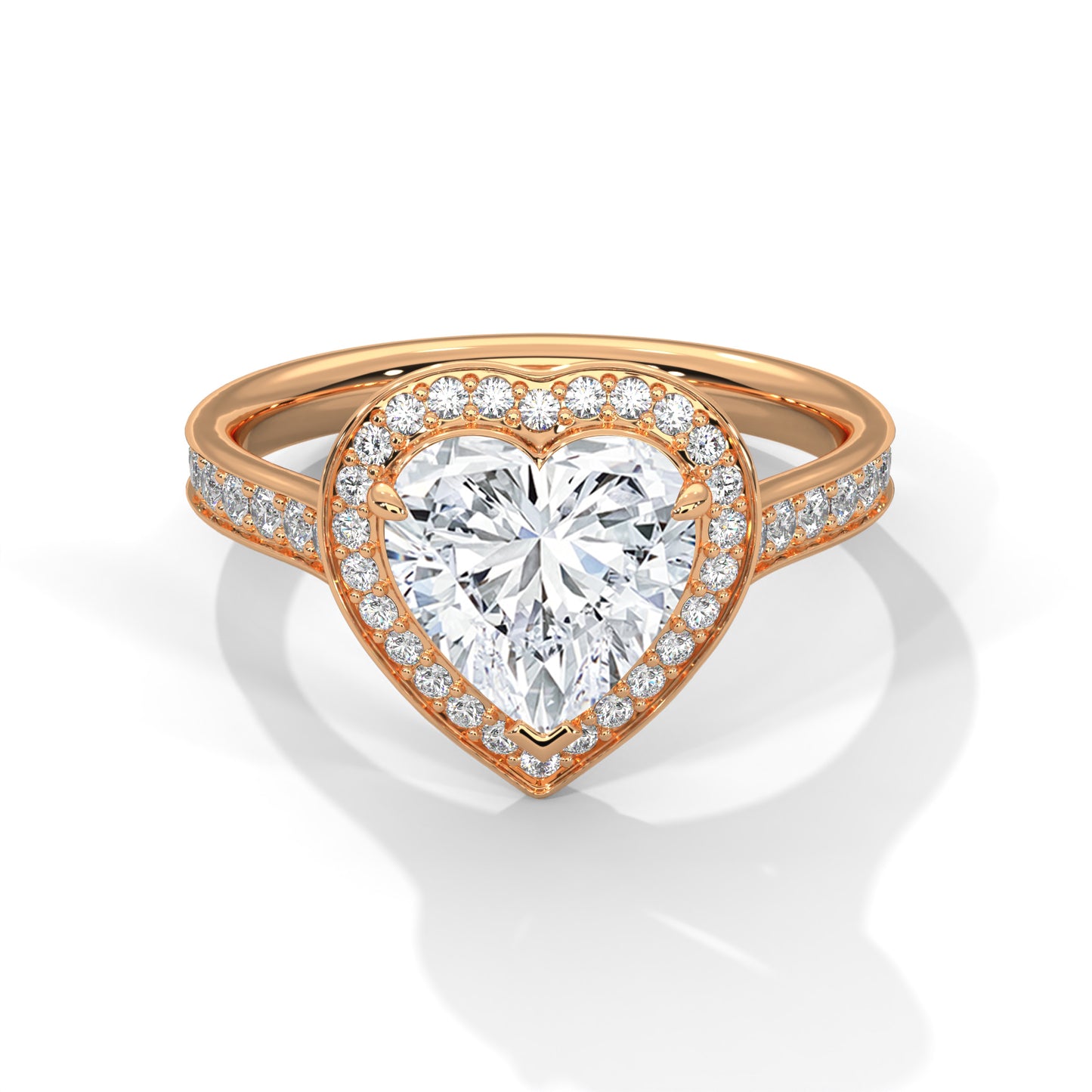 2 Carat Heart Shape Lab Grown Diamond Ring | Solitaire Halo Engagement & Anniversary Ring Gift for Women