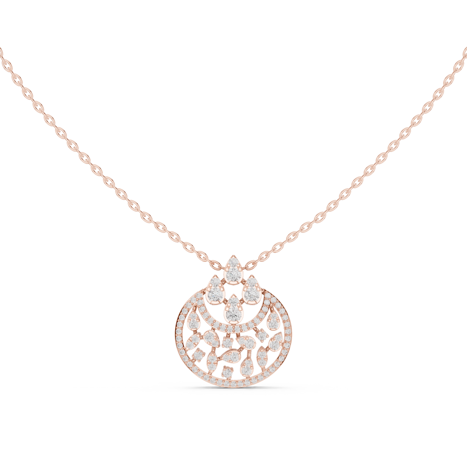 Lunar Awakening – Blooming Lab Diamond Crescent Pendant For Women