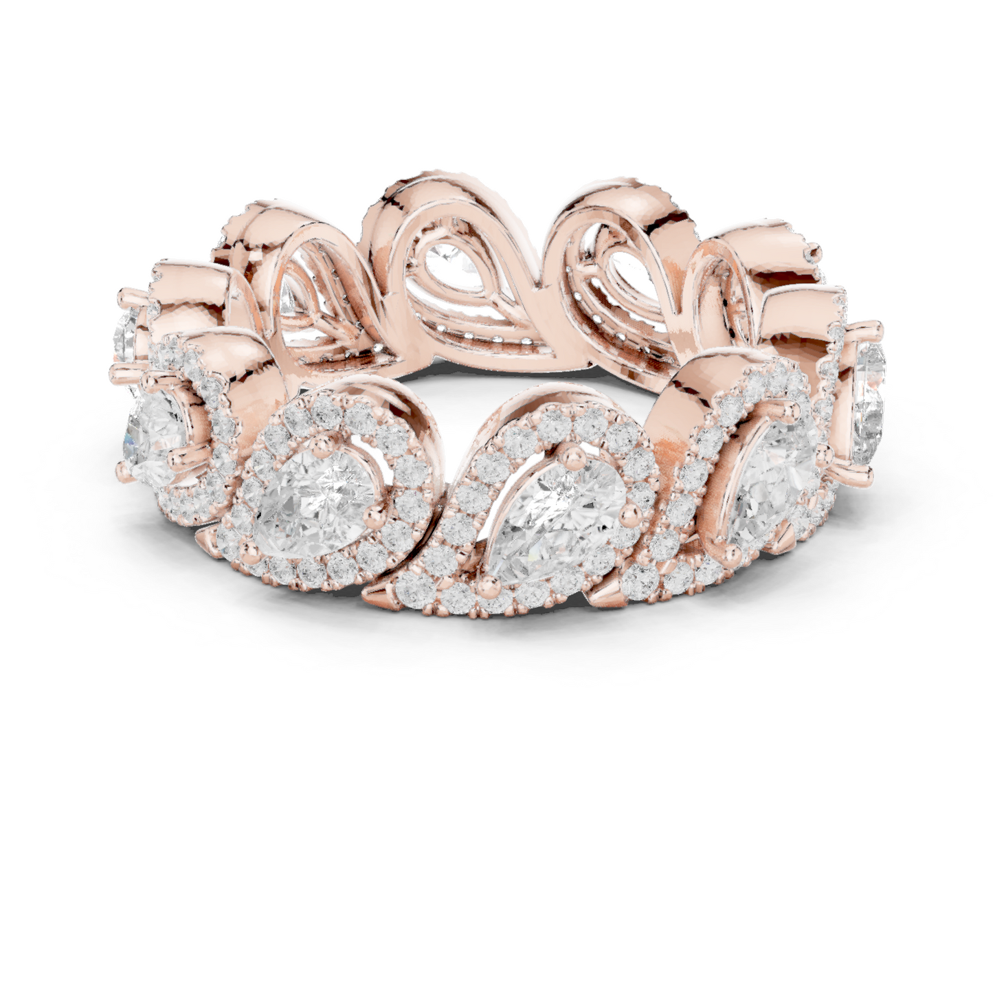 Iconic Pear Lab Diamond Halo Band Ring for Women & Girls