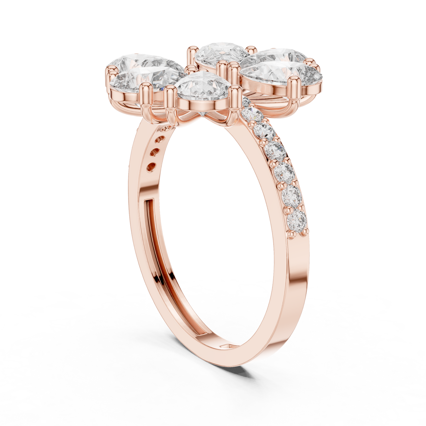 Gleaming Large Flower Lab Diamond Ring For Women