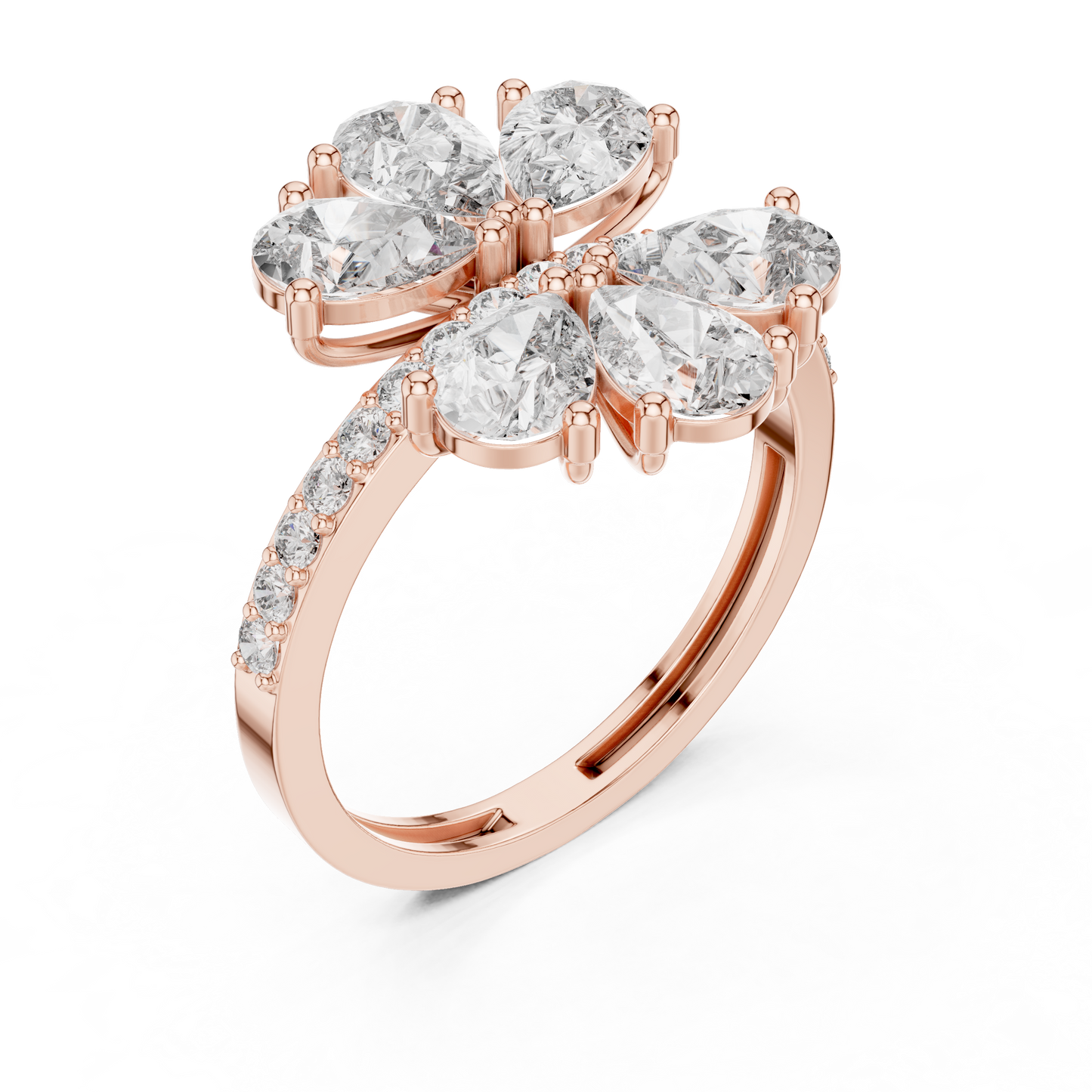 Gleaming Large Flower Lab Diamond Ring For Women