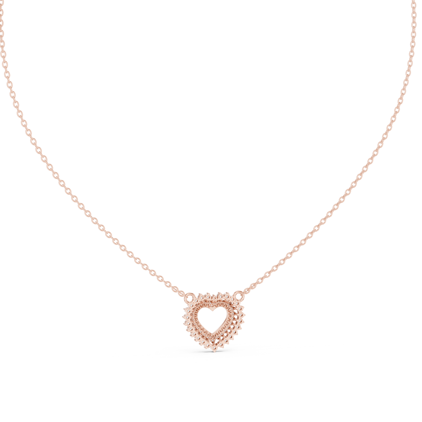 Twinkling Halo Heart Pendant Lab Diamond Necklace