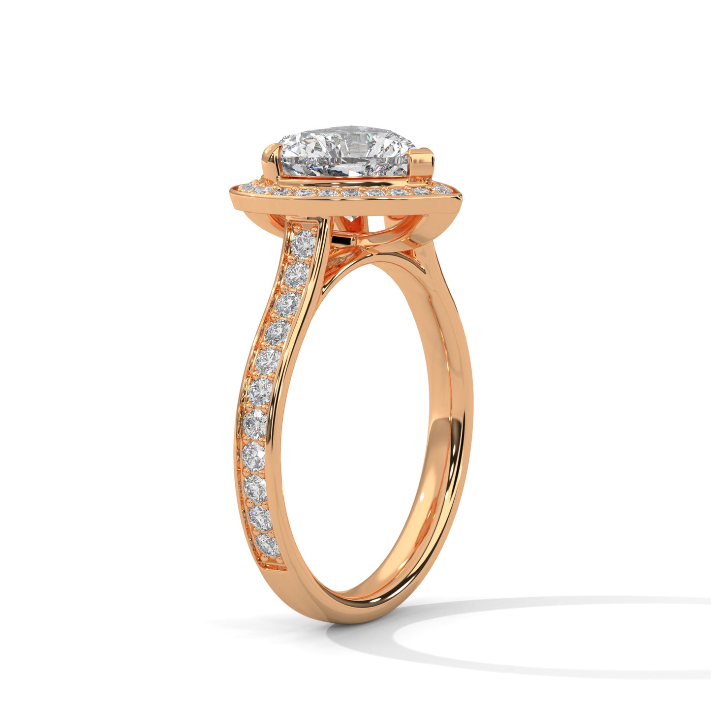 2 Carat Heart Shape Lab Grown Diamond Ring | Solitaire Halo Engagement & Anniversary Ring Gift for Women