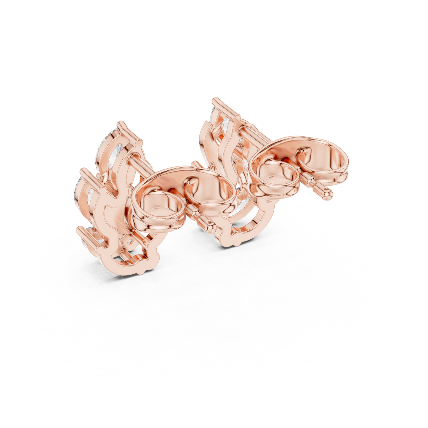 Flame Petal Lab Diamond Stud Earrings