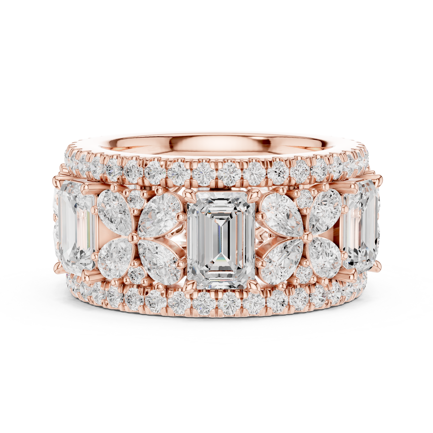 Wide Butterfly Multi-Shape Lab Grown Diamond Eternity Band Ring