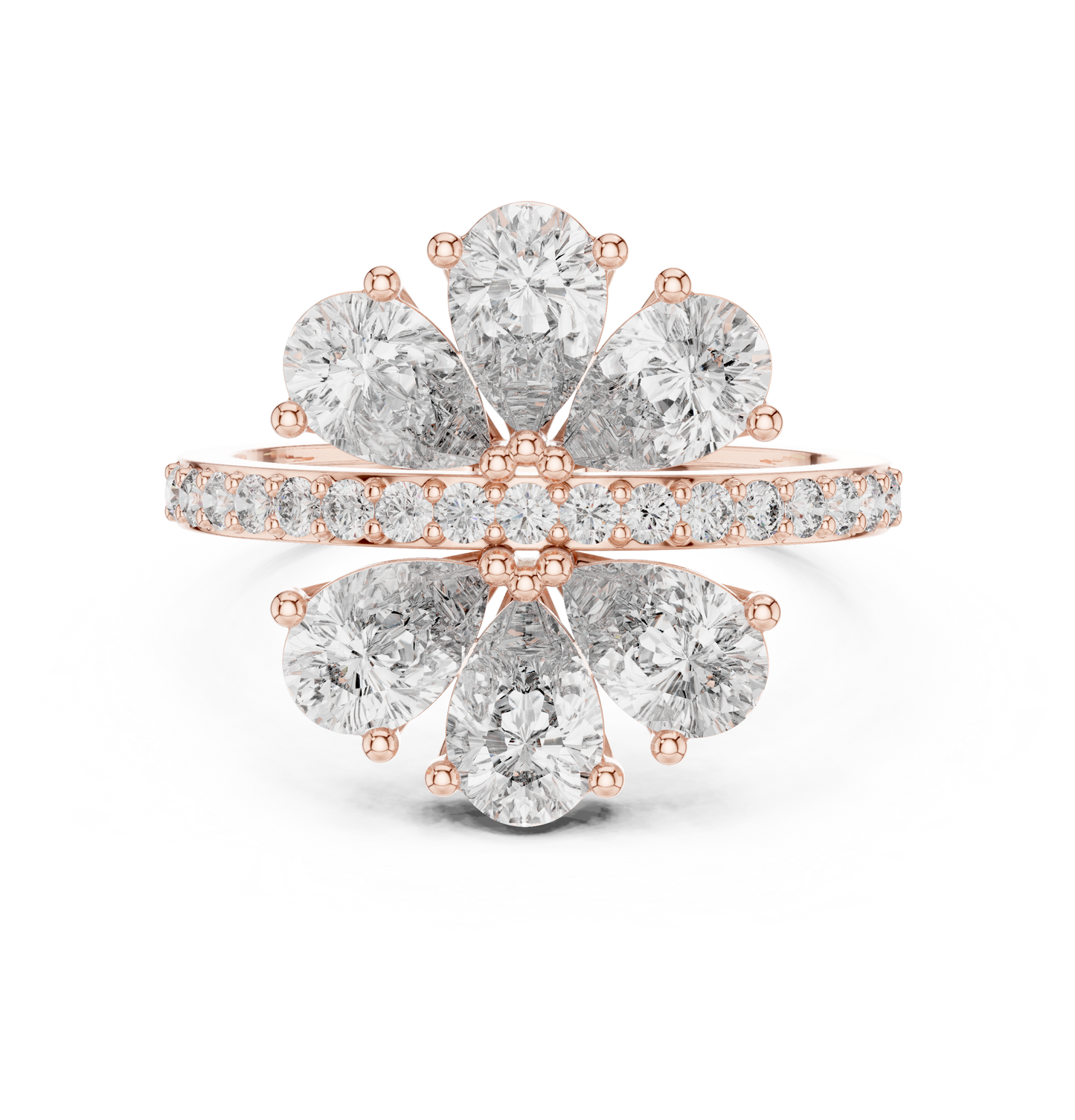 Gleaming Large Flower Lab Diamond Ring For Women