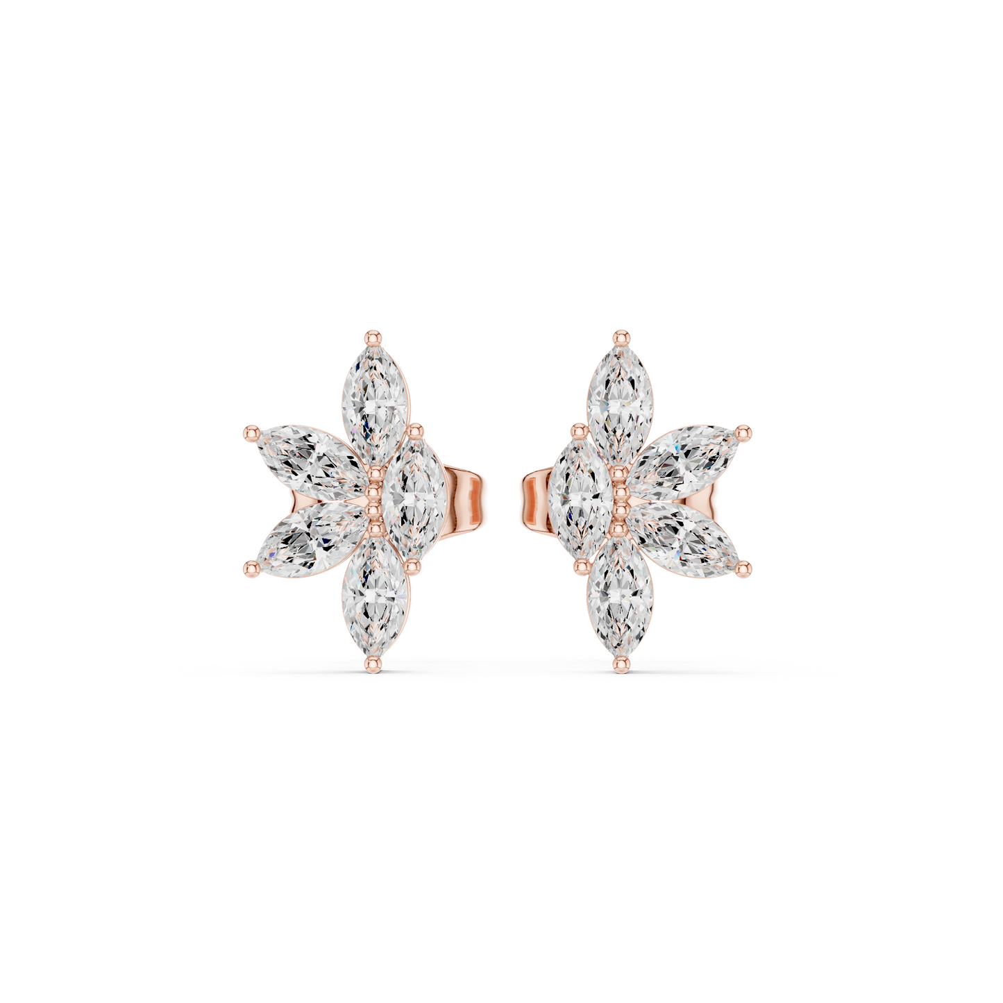 Four Petals Super Sparkling Lab Diamond Earrings