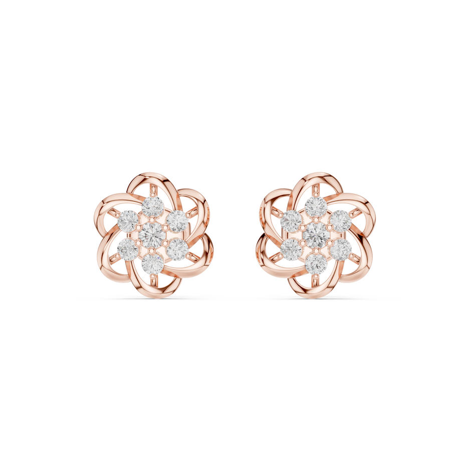 Celestera Floral Lab Diamonds Stud Earrings