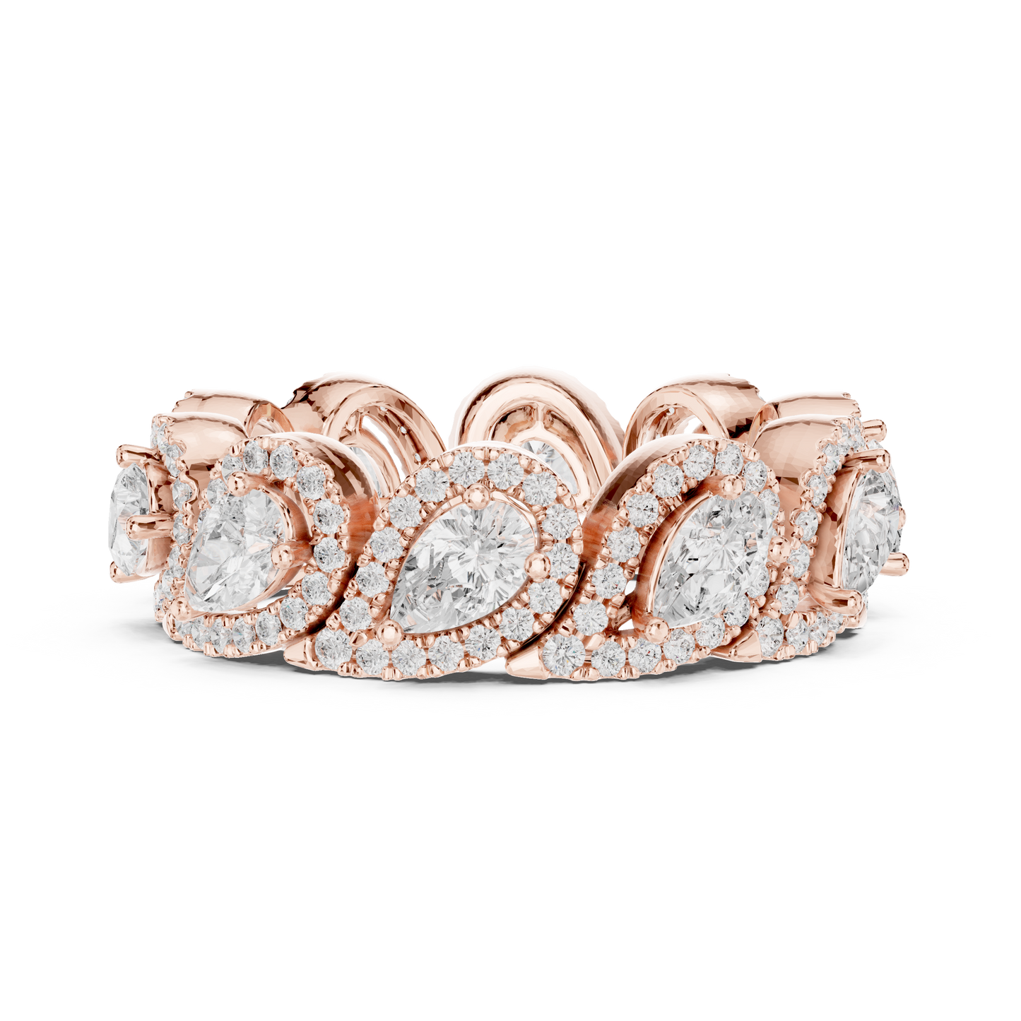 Iconic Pear Lab Diamond Halo Band Ring for Women & Girls
