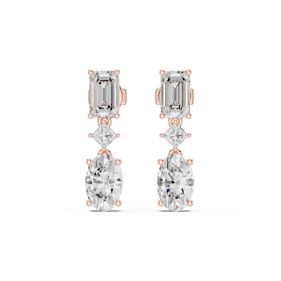 Trivelle Three Step Multi Shape Lab Diamond Earrings