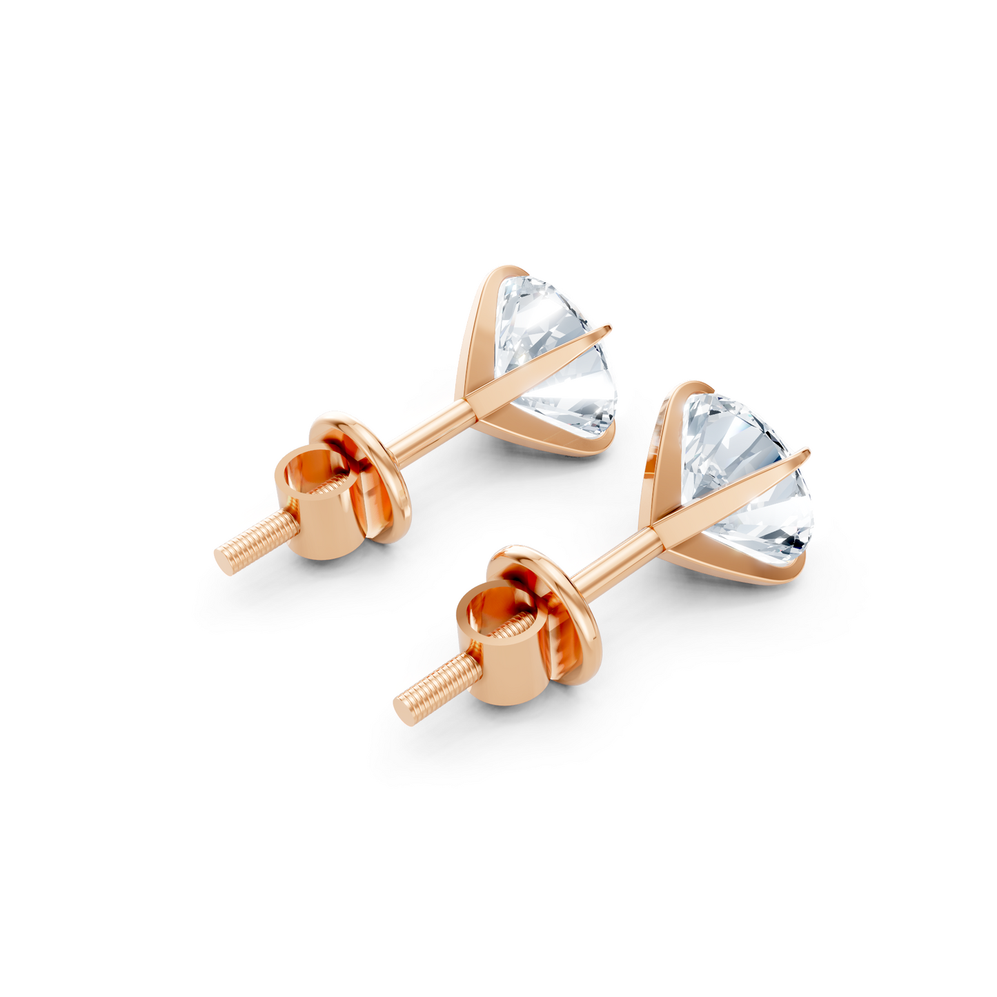 1.2 Carat Solitaire Studs For Women in 14Kt Rose Gold With Lab Diamond