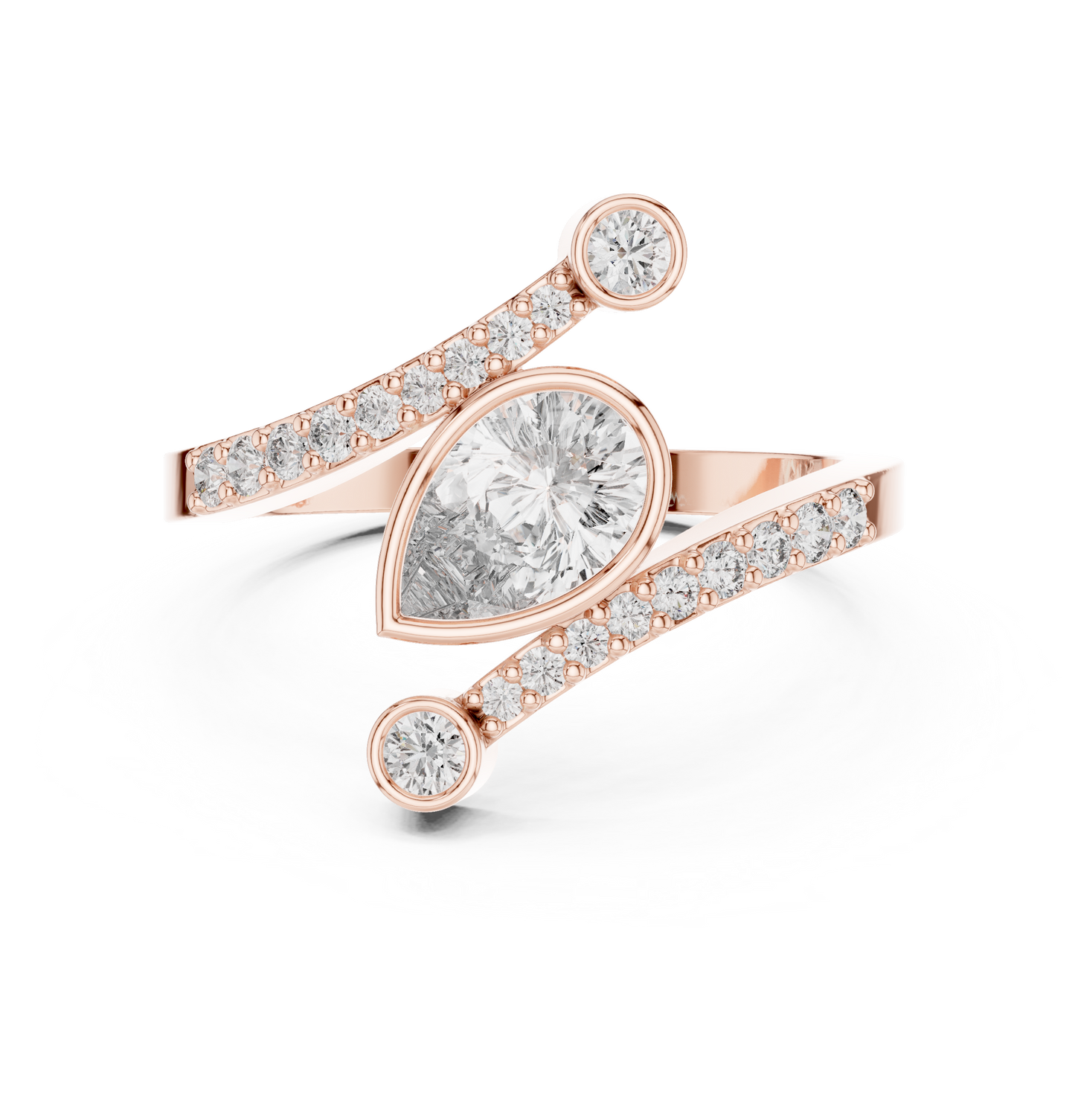 Beautiful Bright Pear Wrap Lab Diamond Ring