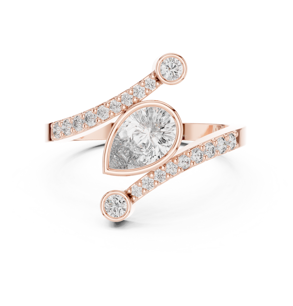 Beautiful Bright Pear Wrap Lab Diamond Ring