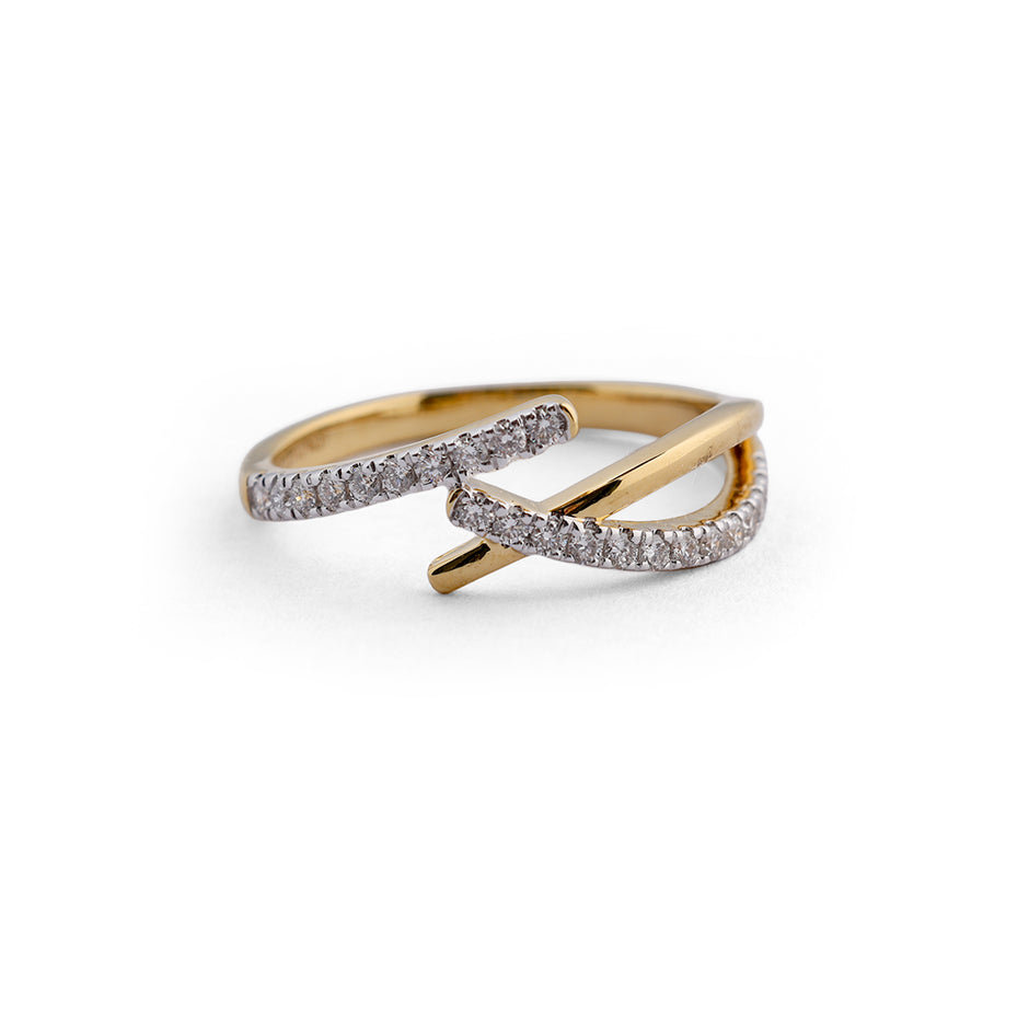 Crossover pavé open lab-grown diamond ring front view