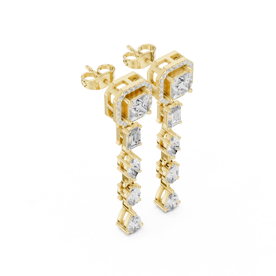 Dazzling Drop Lab Diamond Earrings – Modern Geometric Danglers for Women