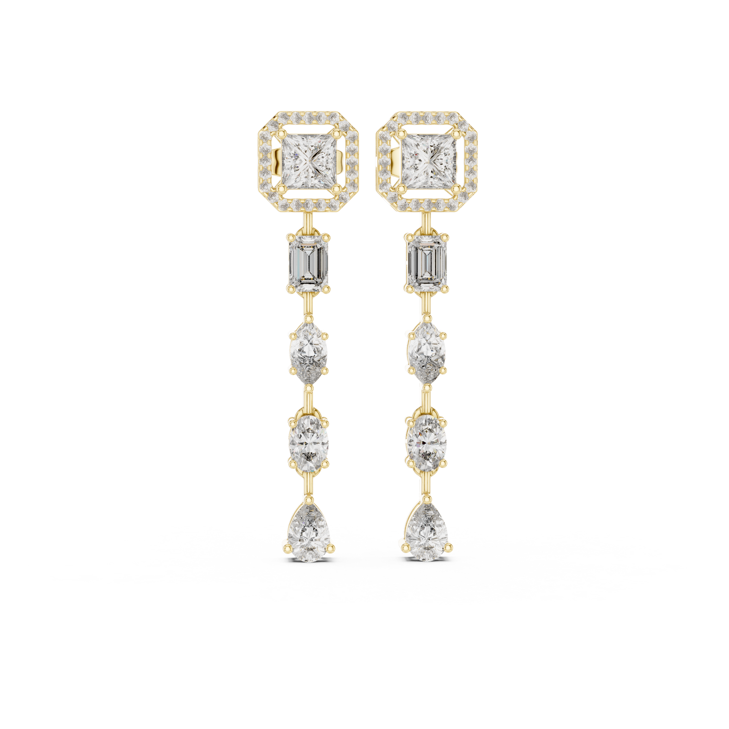 Dazzling Drop Lab Diamond Earrings – Modern Geometric Danglers for Women