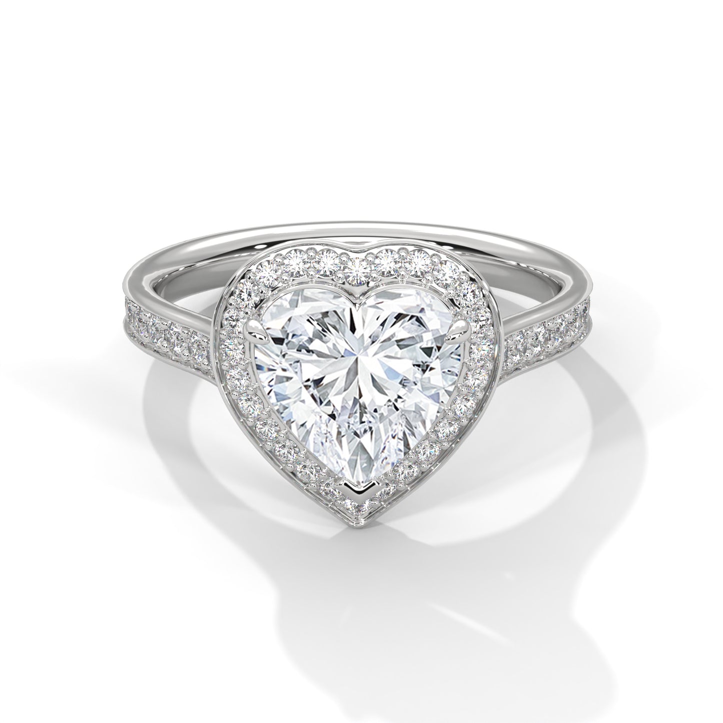 2 Carat Heart Shape Lab Grown Diamond Ring | Solitaire Halo Engagement & Anniversary Ring Gift for Women