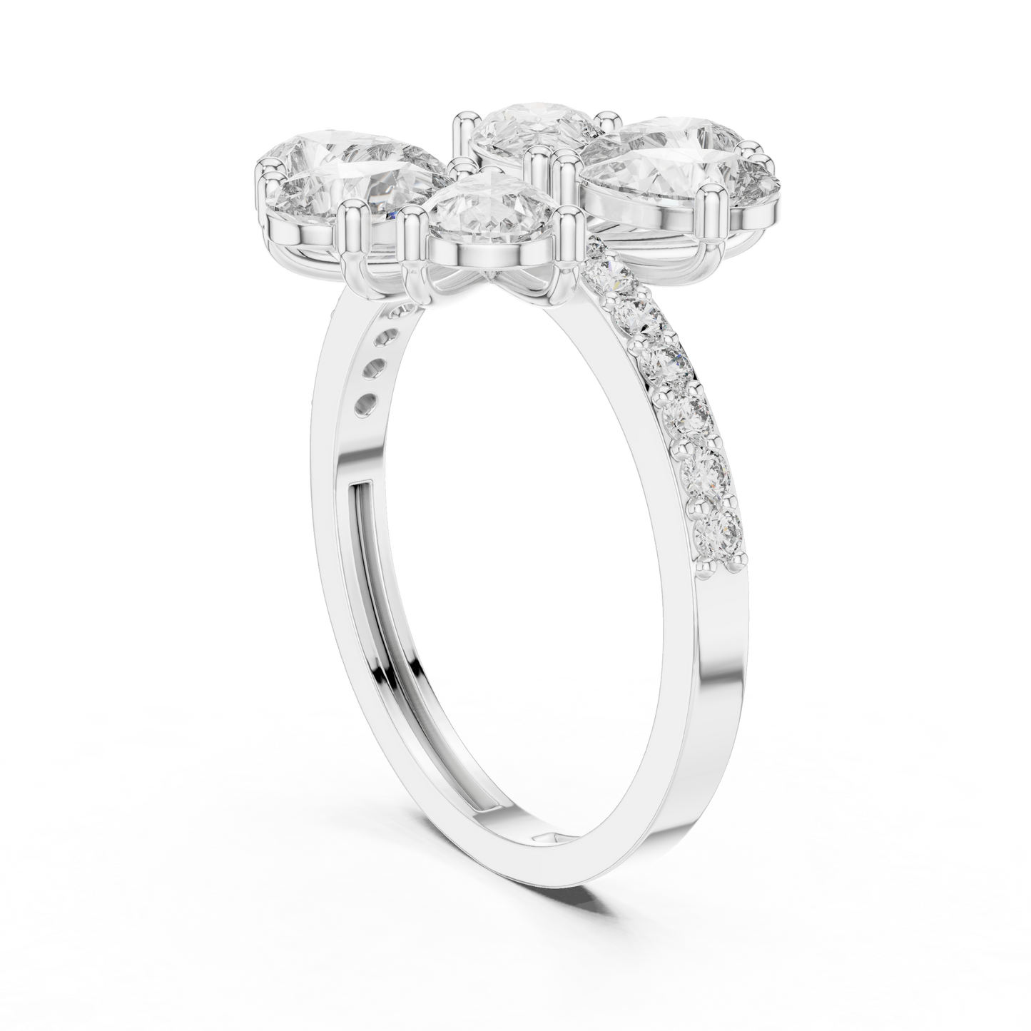 Gleaming Large Flower Lab Diamond Ring For Women