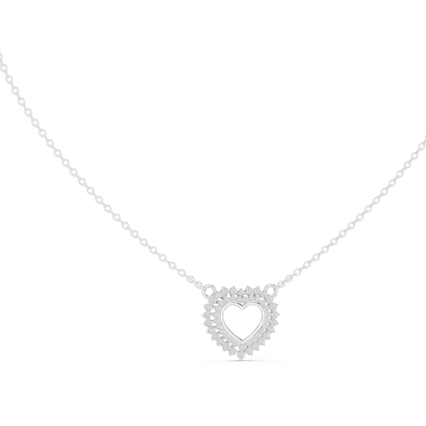 Twinkling Halo Heart Pendant Lab Diamond Necklace