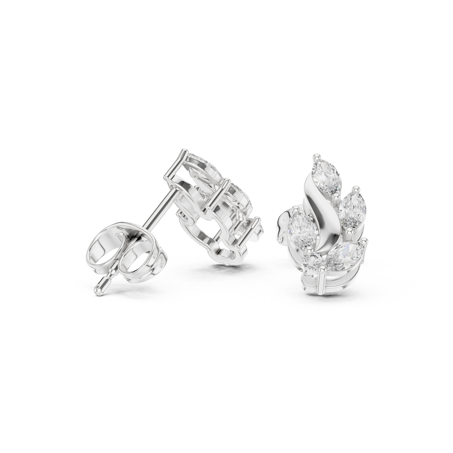 Flame Petal Lab Diamond Stud Earrings