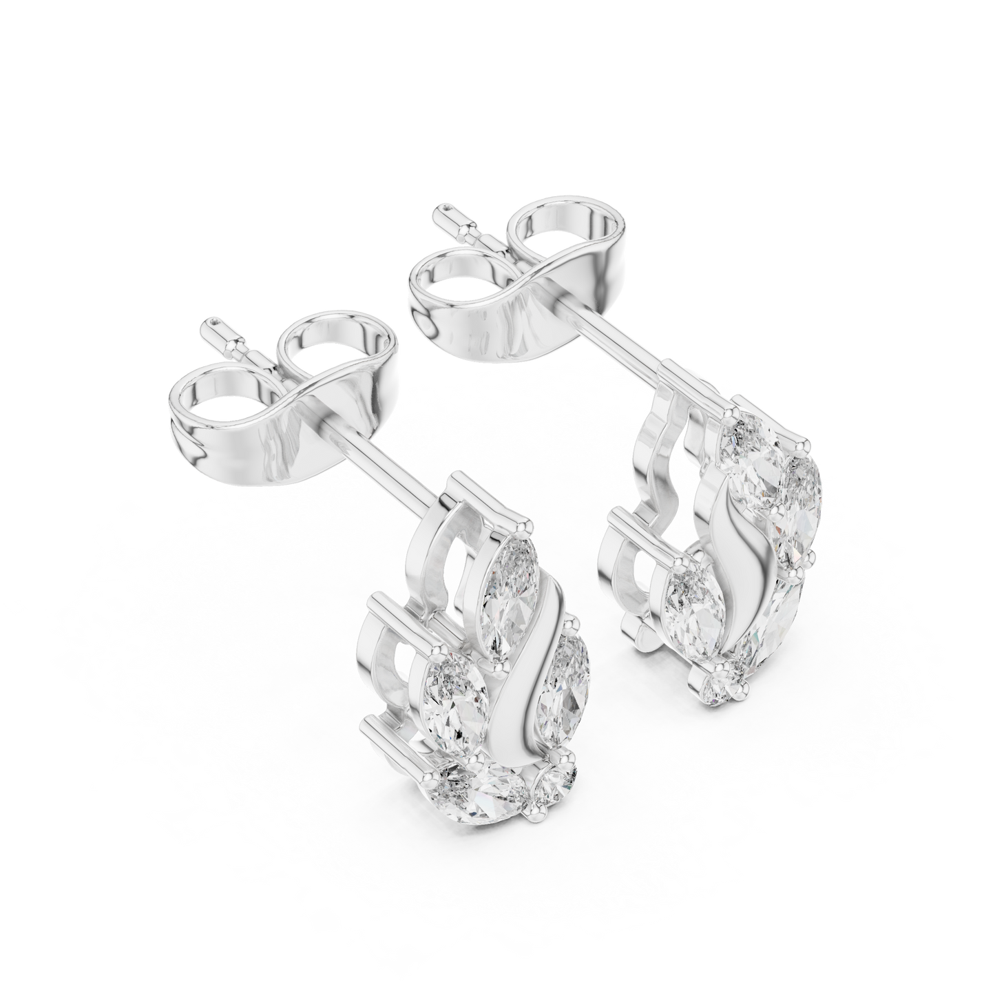 Flame Petal Lab Diamond Stud Earrings