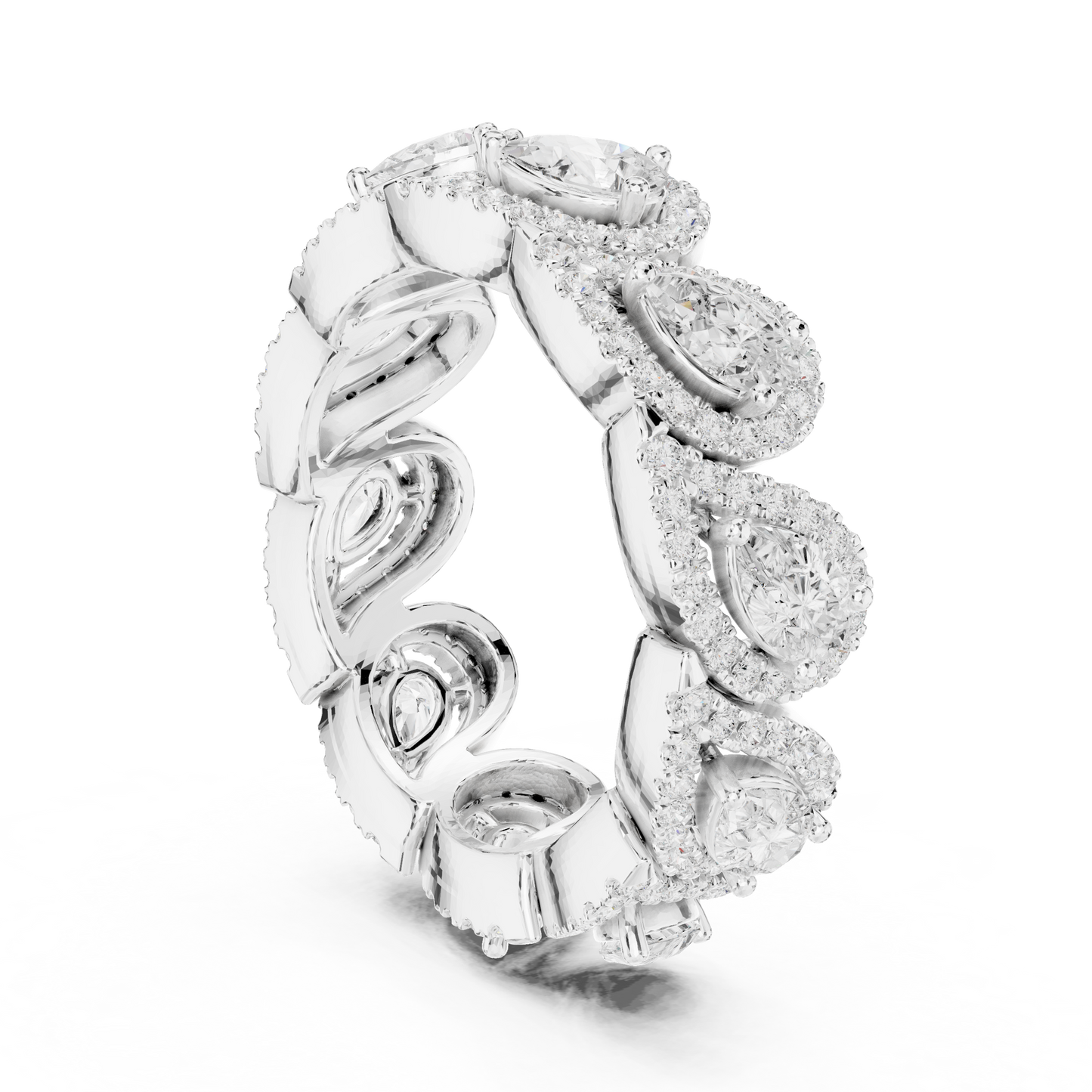 Iconic Pear Lab Diamond Halo Band Ring for Women & Girls