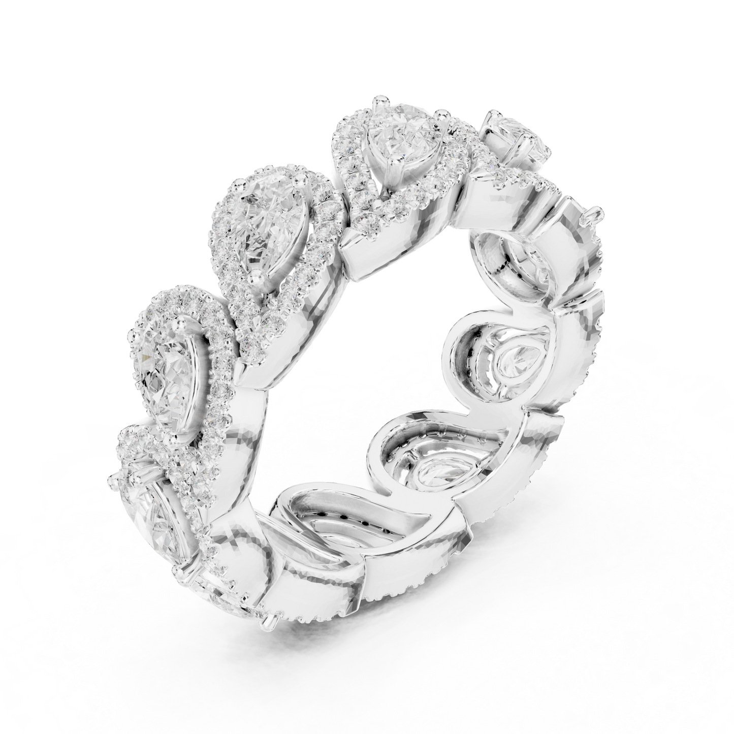 Iconic Pear Lab Diamond Halo Band Ring for Women & Girls