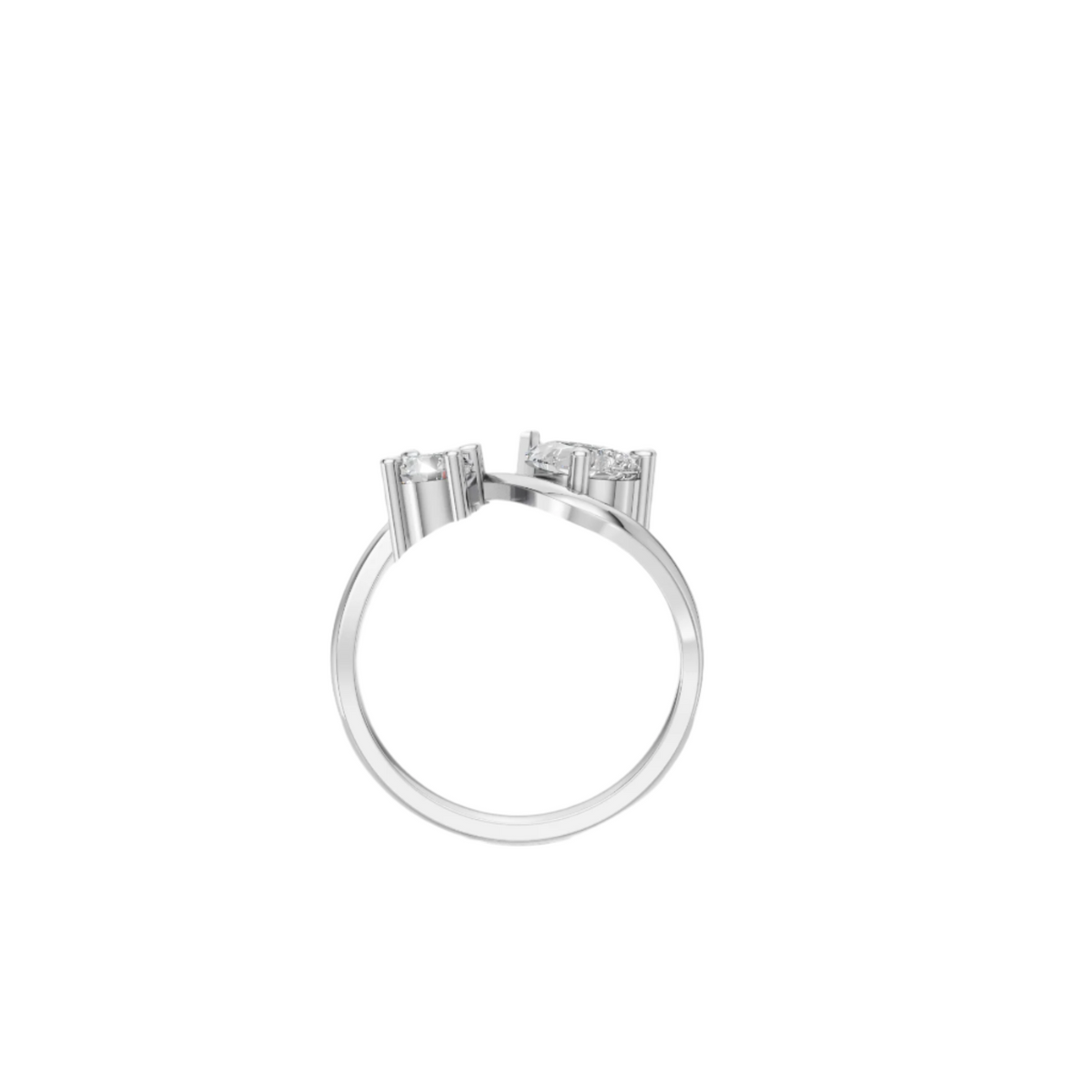 Elegant Twist Toi et Moi Lab Grown Diamond Ring | Pear & Round Cut | Luxury Crossover Design