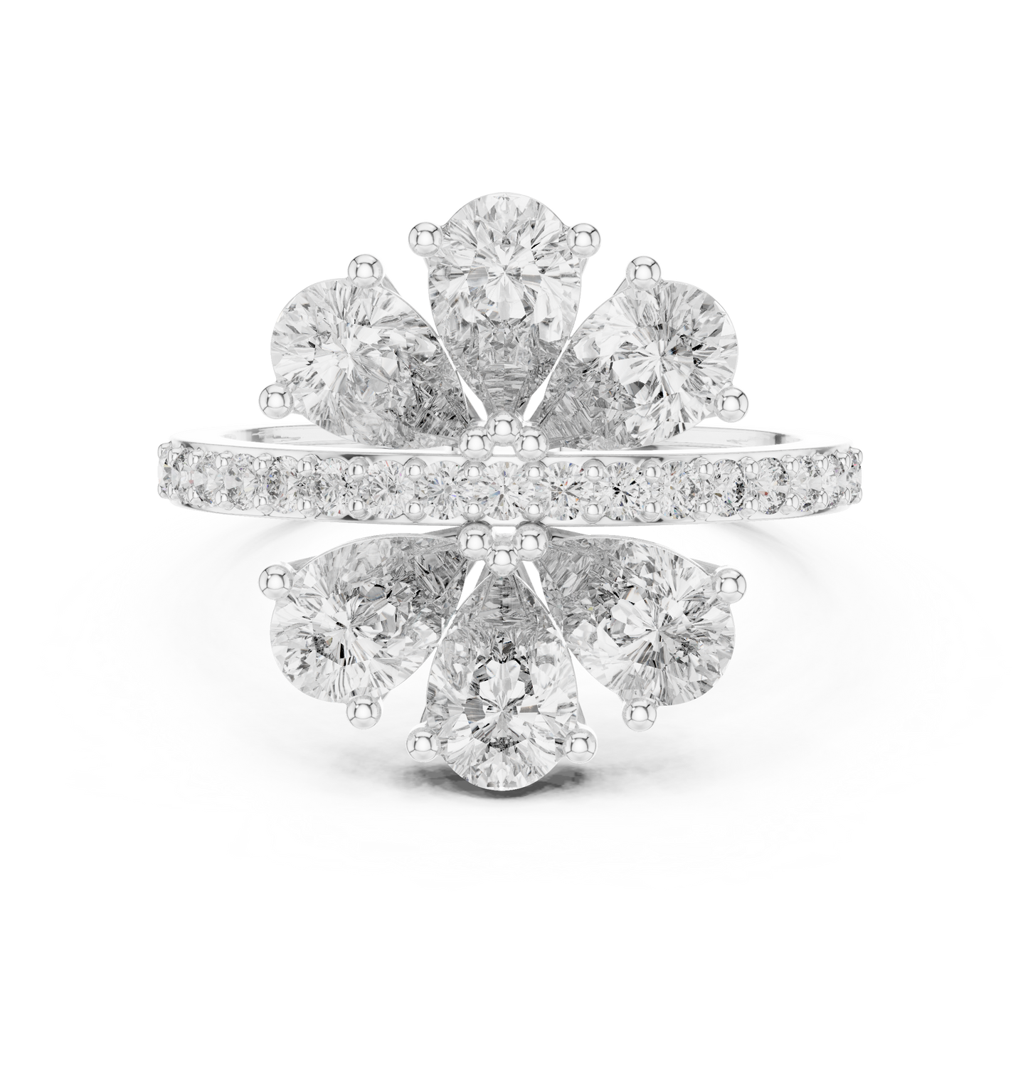 Gleaming Large Flower Lab Diamond Ring For Women