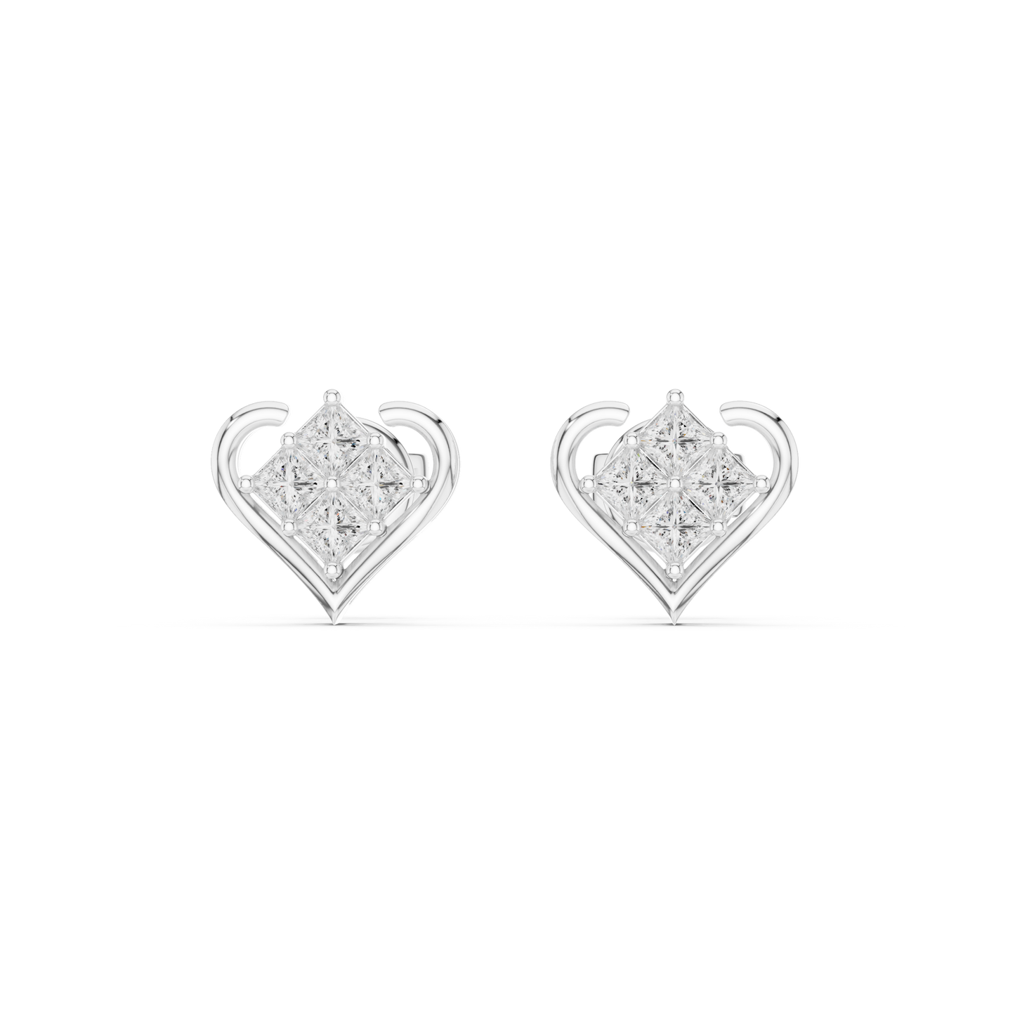 Amorette Heart Shape Lab Diamond Stud Earrings