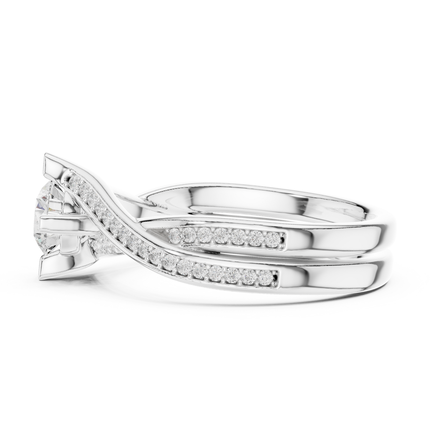 1 Carat Solitaire Lab Grown Diamond Engagement Ring With Twisted Band