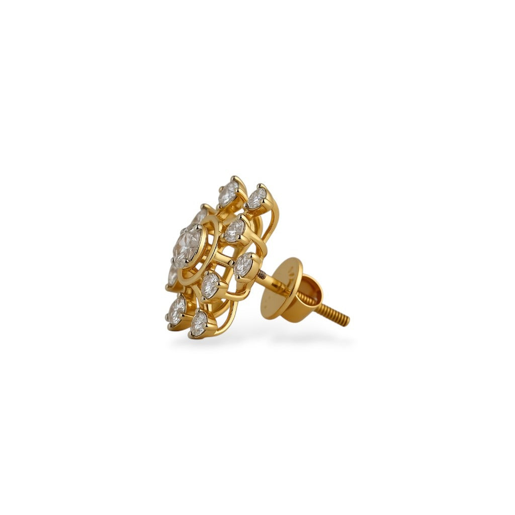 Sunburst Lab Diamond Earrings in Yellow Gold