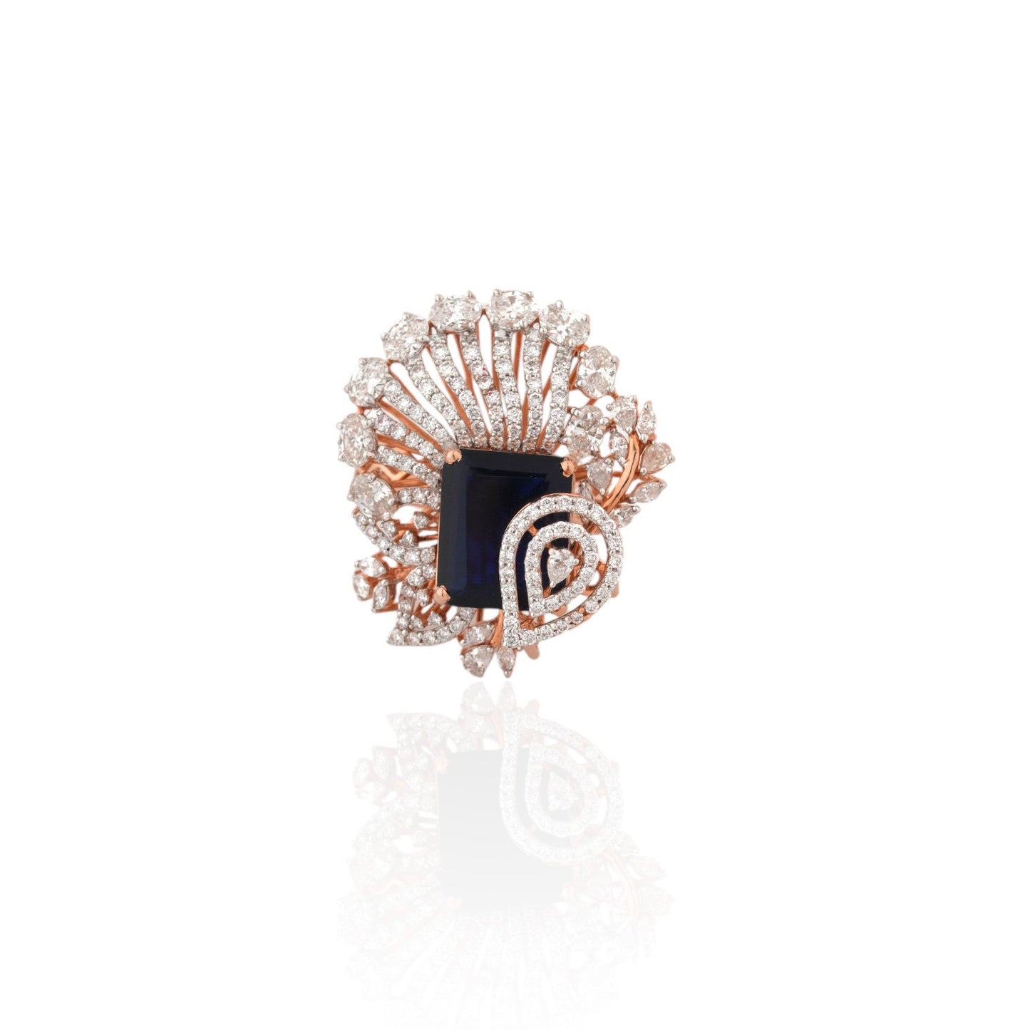 Majestic Emerald & Lab Diamond Cocktail Ring in Gold